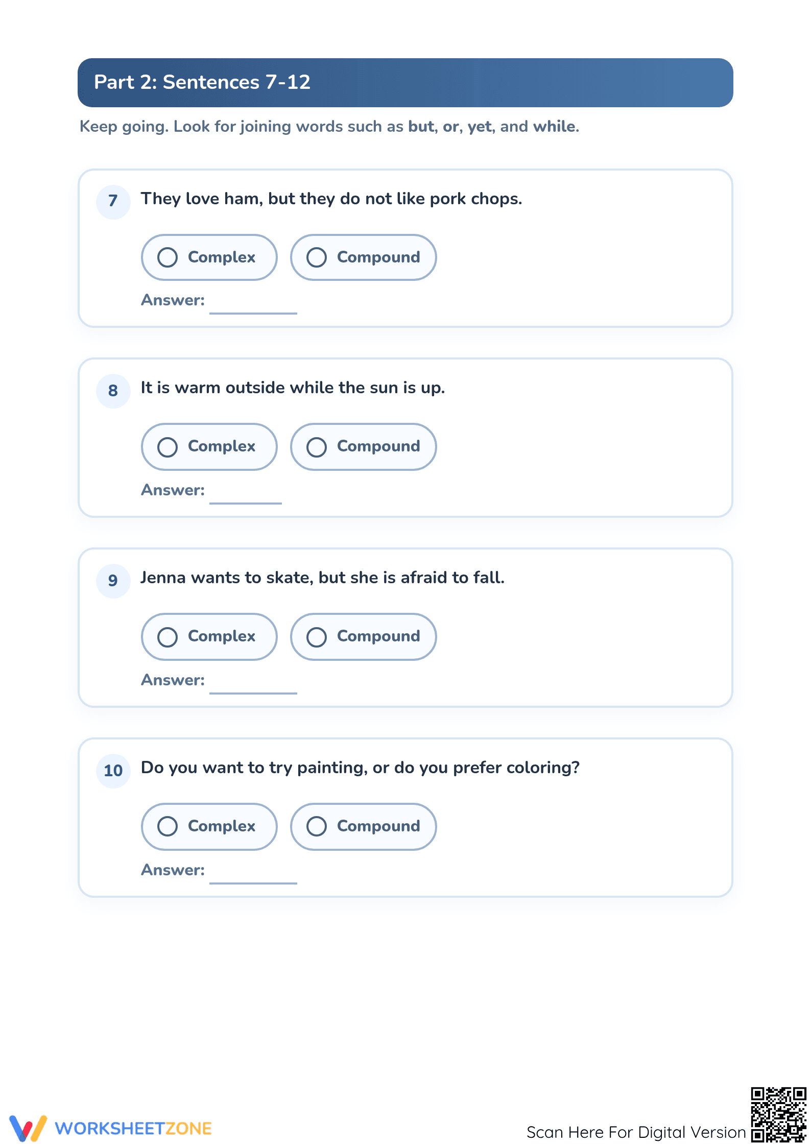 Printable Compound vs Complex Sentences Worksheet | Grade 2 - Page 3
