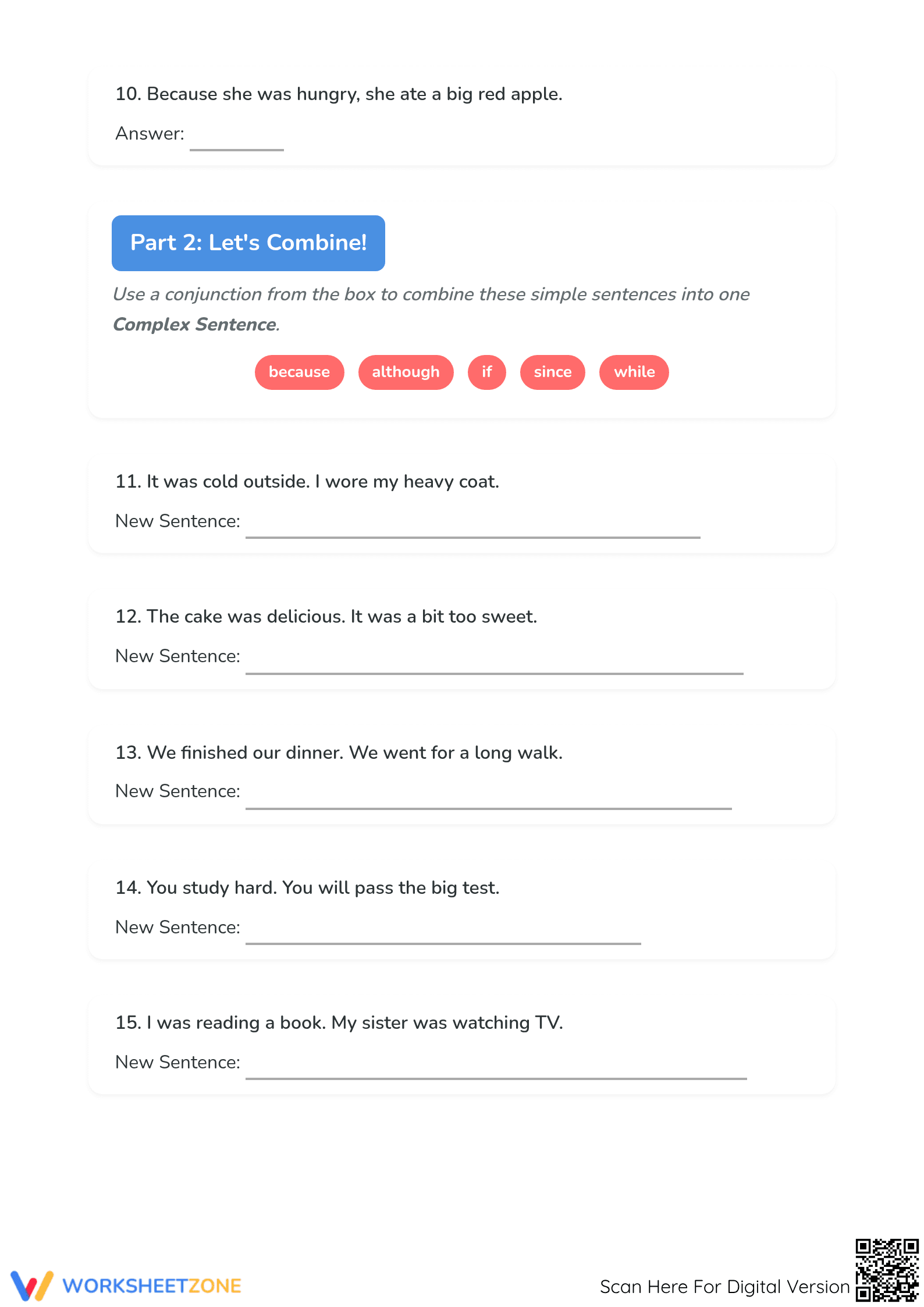 Printable Simple and Complex Sentences Worksheet | Grade 2 - Page 3