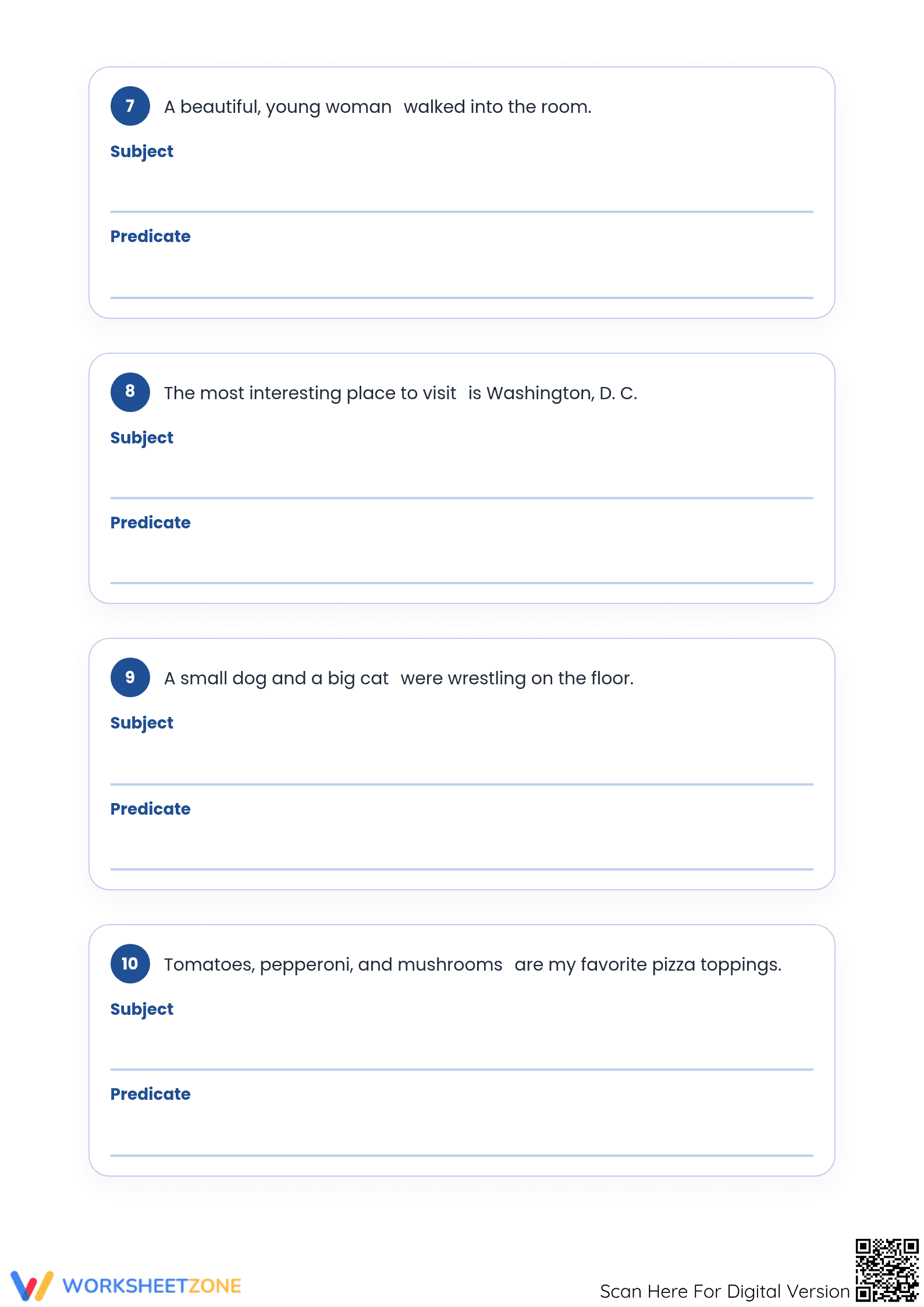 Essential Subjects and Predicates Worksheet | Grade 4-5 - Page 3
