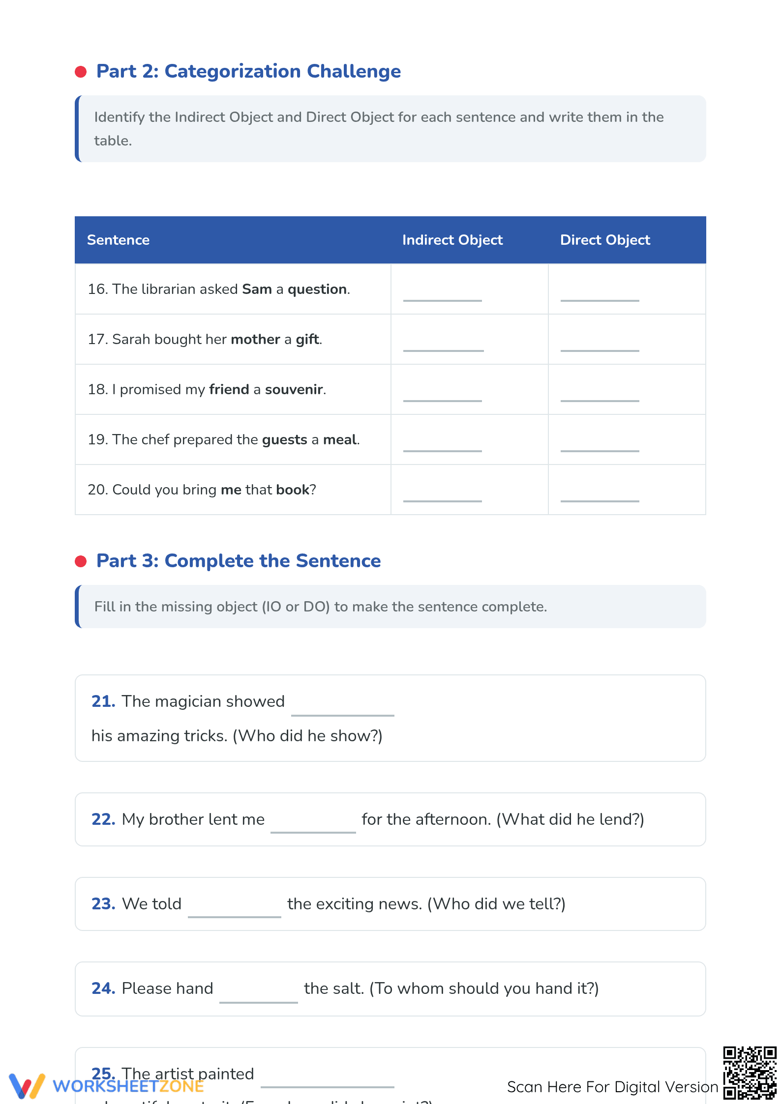 Direct and Indirect Objects Worksheet | Grade 4-5 Essential - Page 3