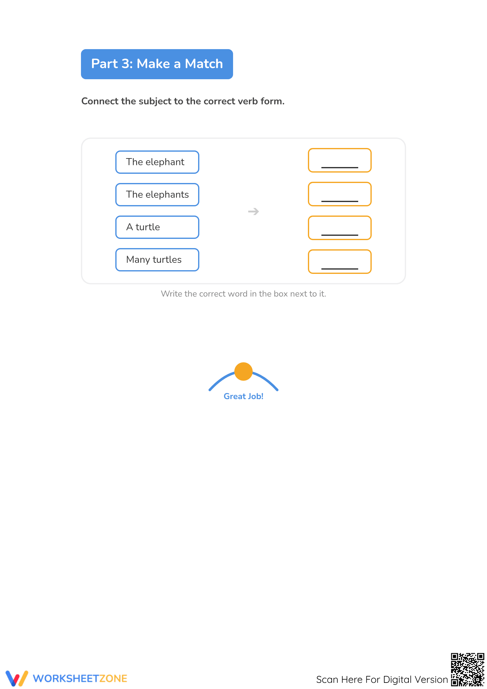Printable Singular and Plural Verbs Worksheet | Grade 1 ELA - Page 4