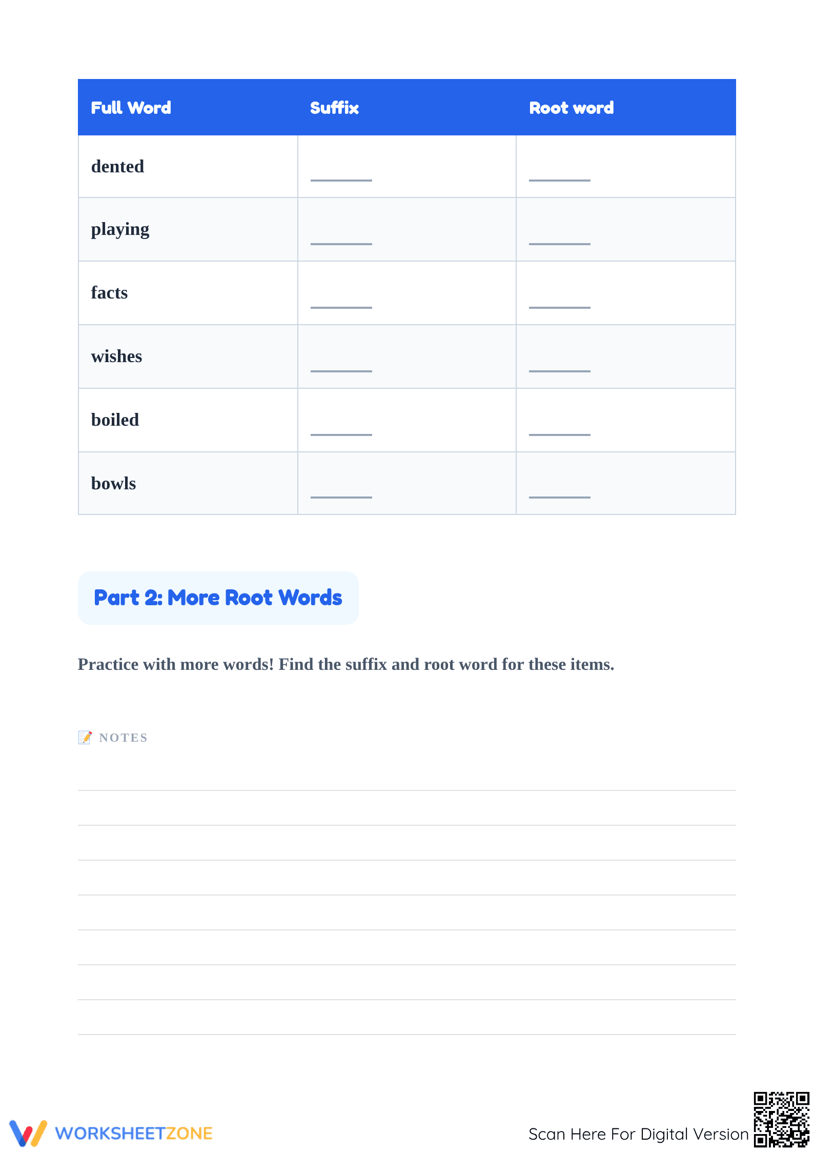 Printable Root Words & Suffixes Worksheet | Grade 1 Ready - Page 2