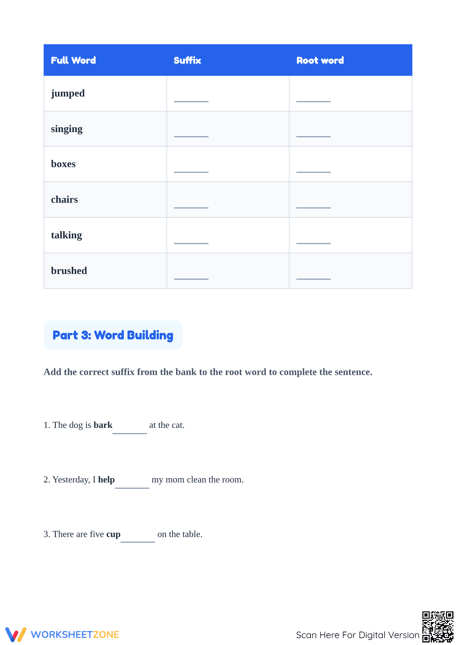 Printable Root Words & Suffixes Worksheet | Grade 1 Ready - Page 3