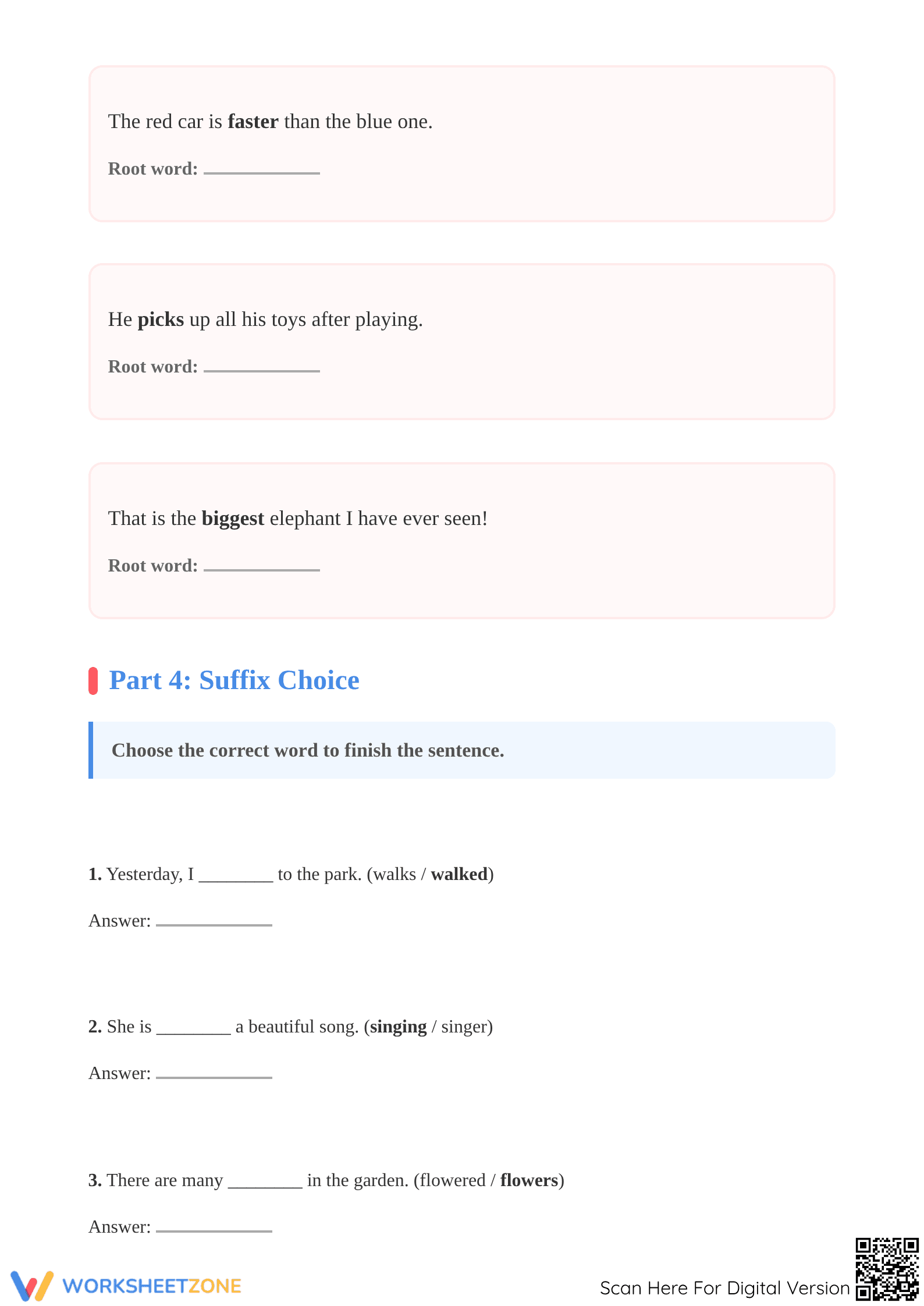 Printable Root Words and Suffixes Worksheet | Grade 1 ELA - Page 4