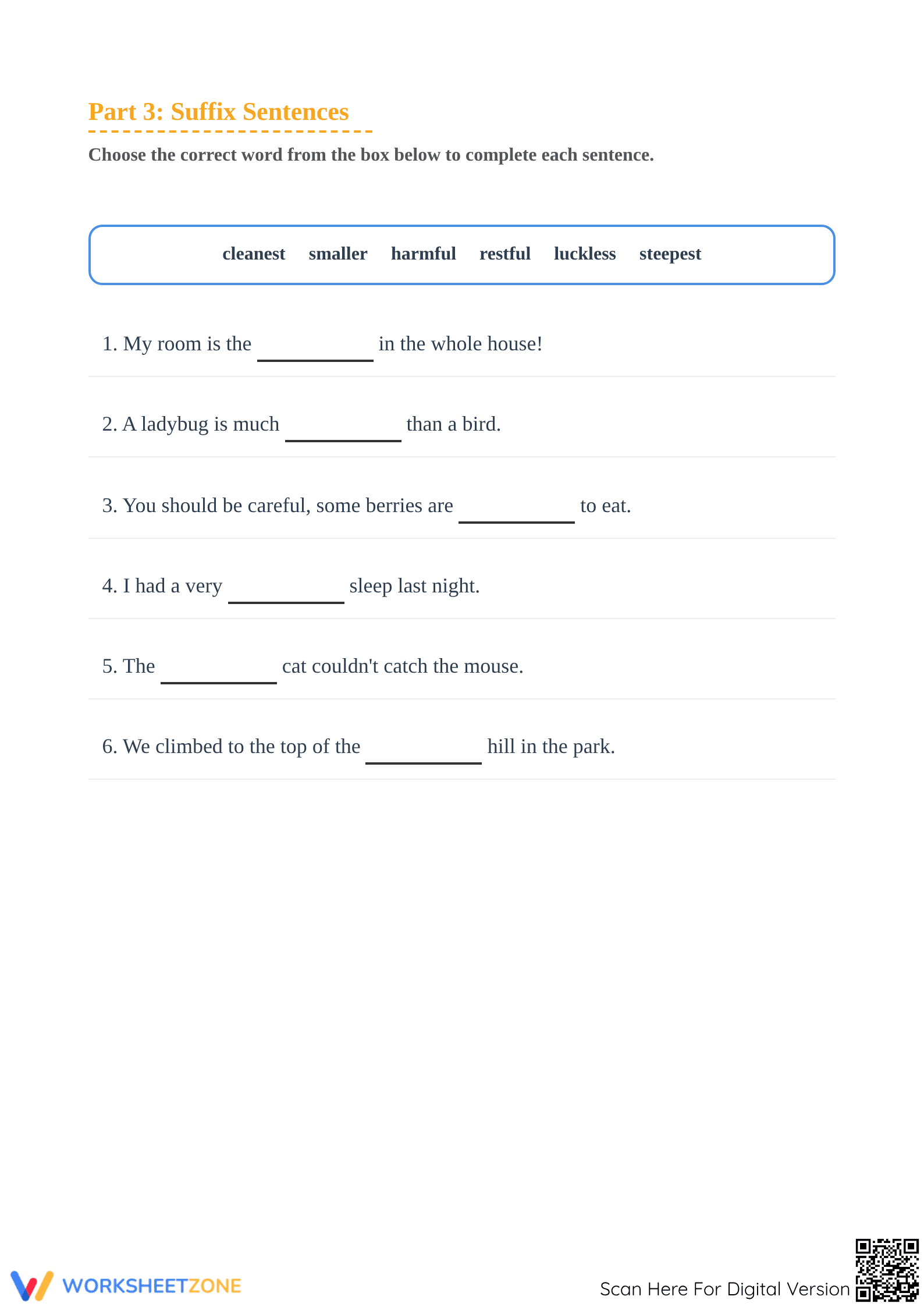 Printable Suffixes Practice Worksheet | Grade 2 ELA - Page 3