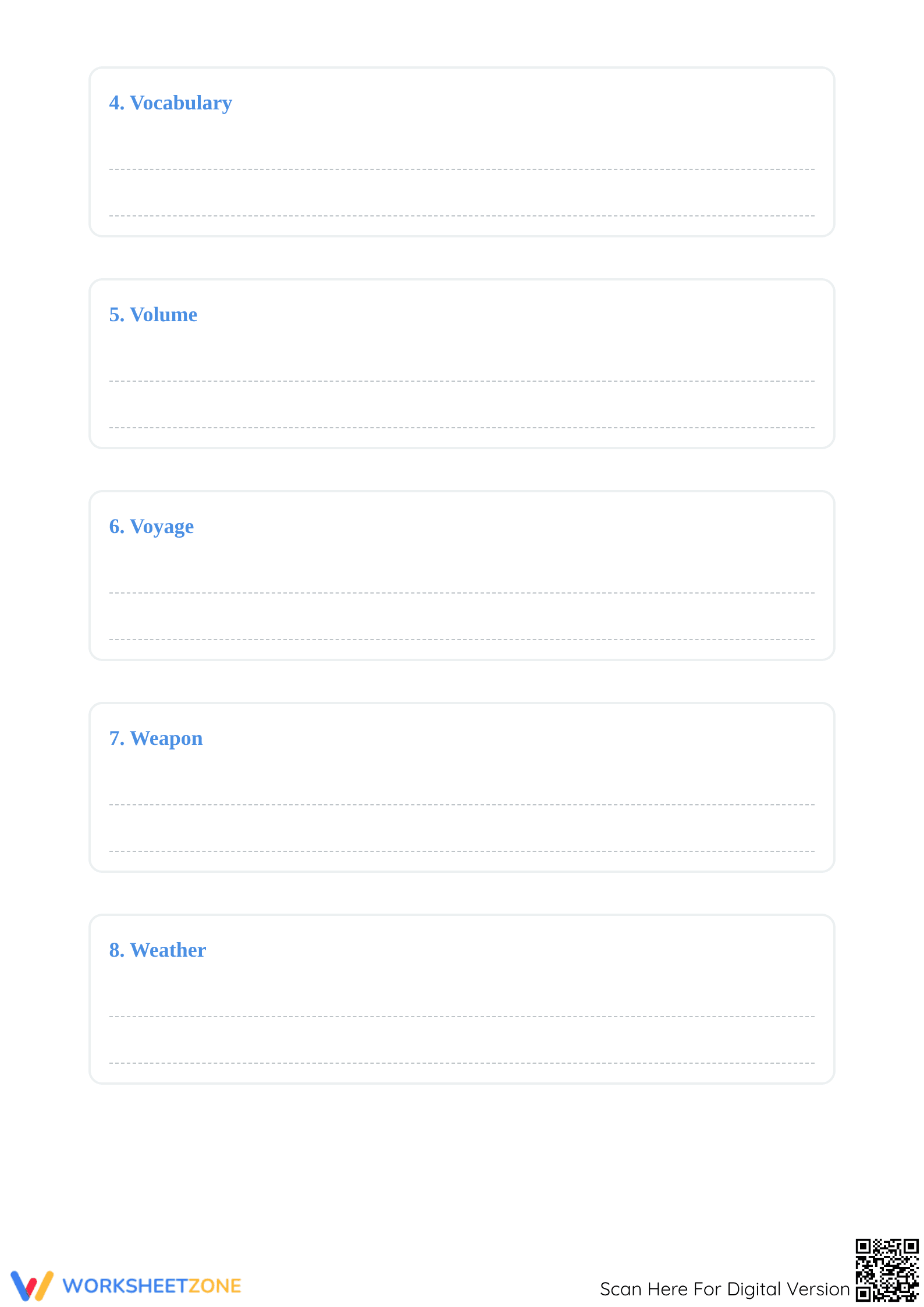 Essential Vocabulary Worksheet: Define the Words | Grade 3-5 - Page 2