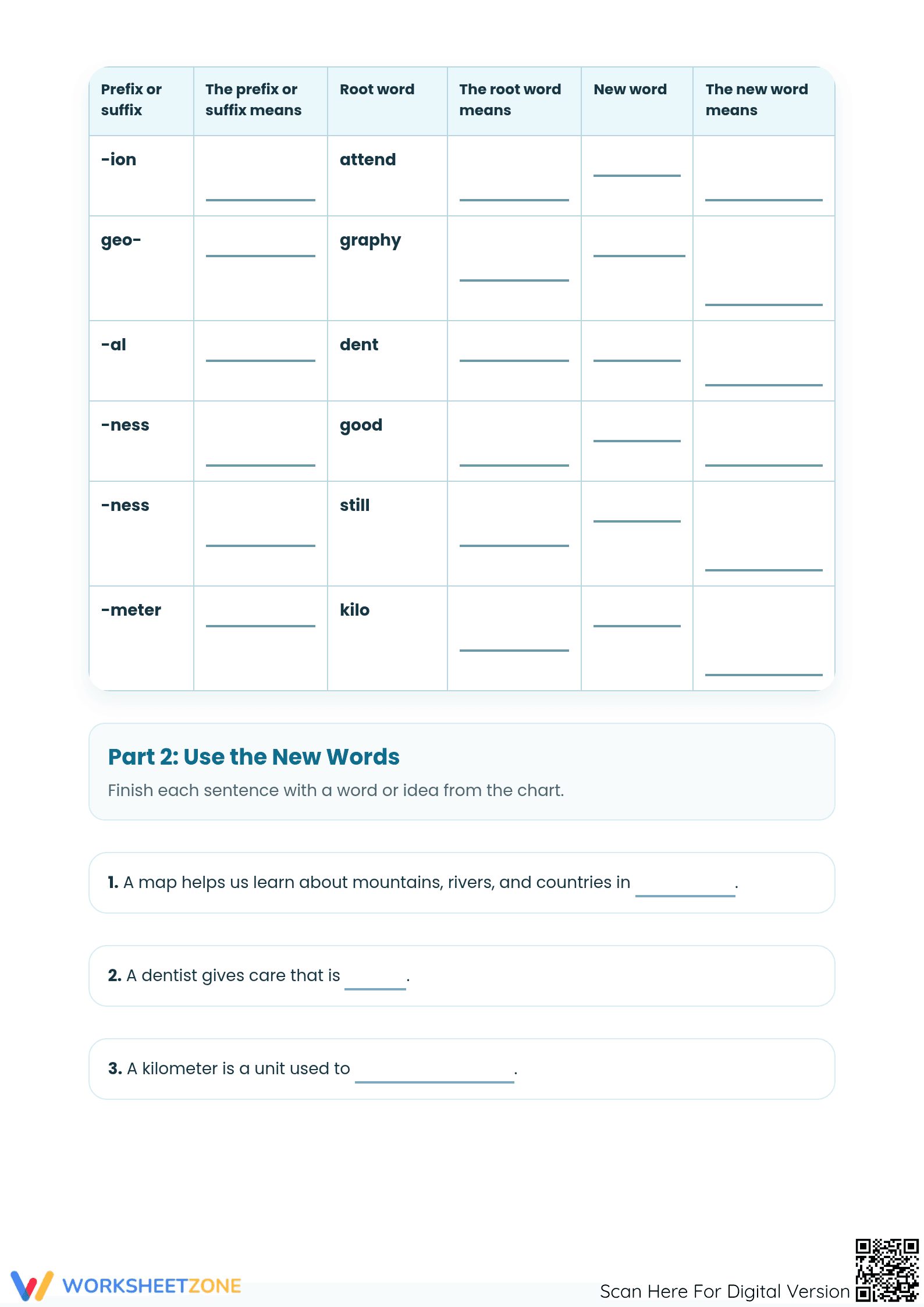 Printable Prefix and Suffix Worksheet | Grades 3-5 ELA - Page 2