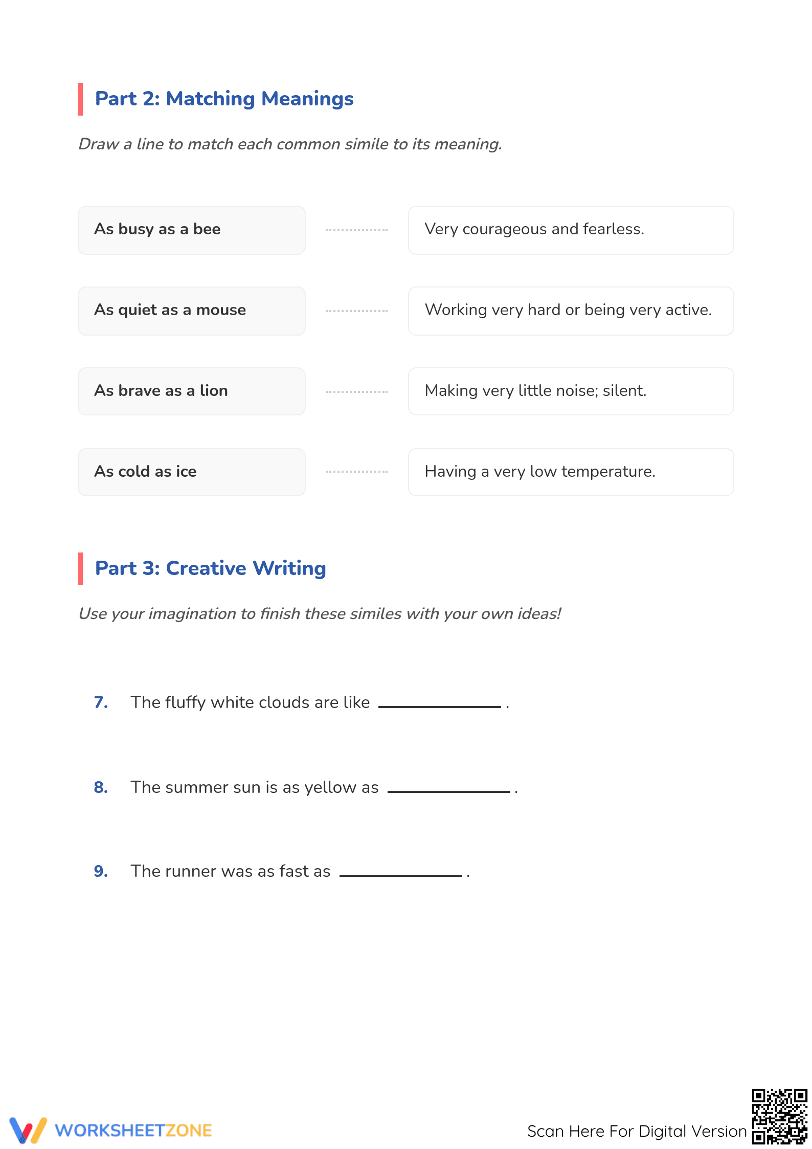 Essential Similes Worksheet | Grade 3 ELA Practice - Page 2