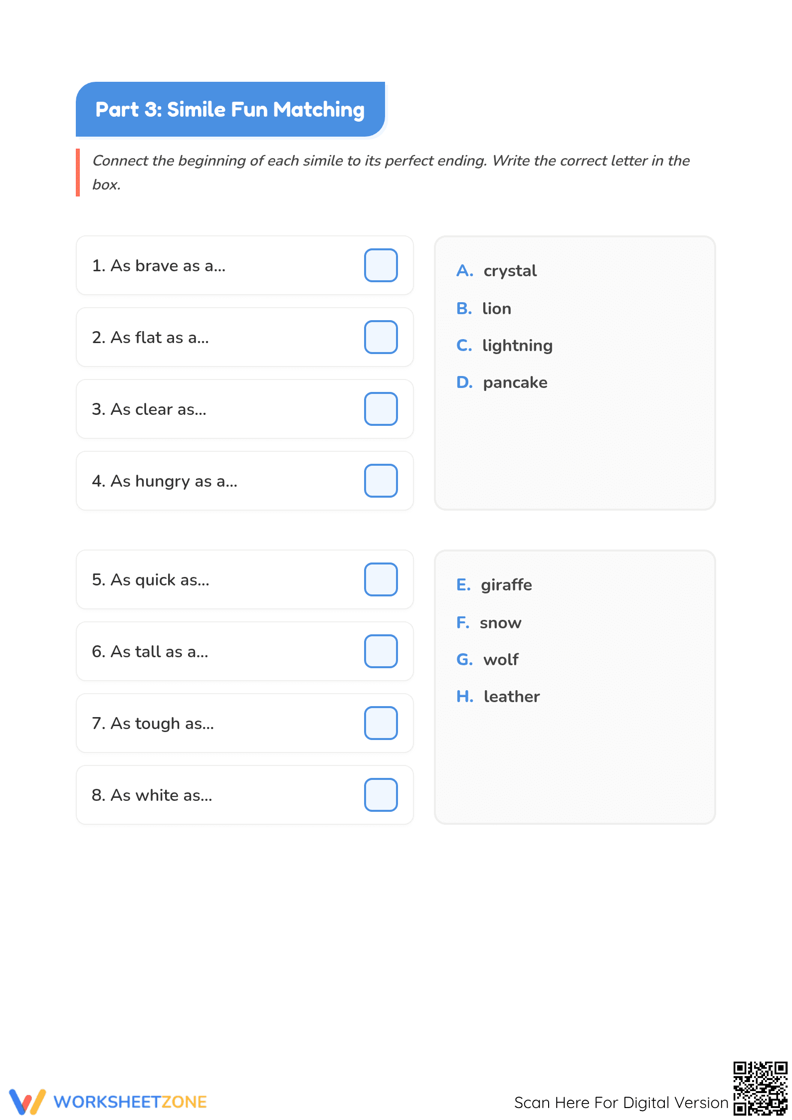 Printable Similes Worksheet | Grade 3 ELA Complete Guide - Page 3