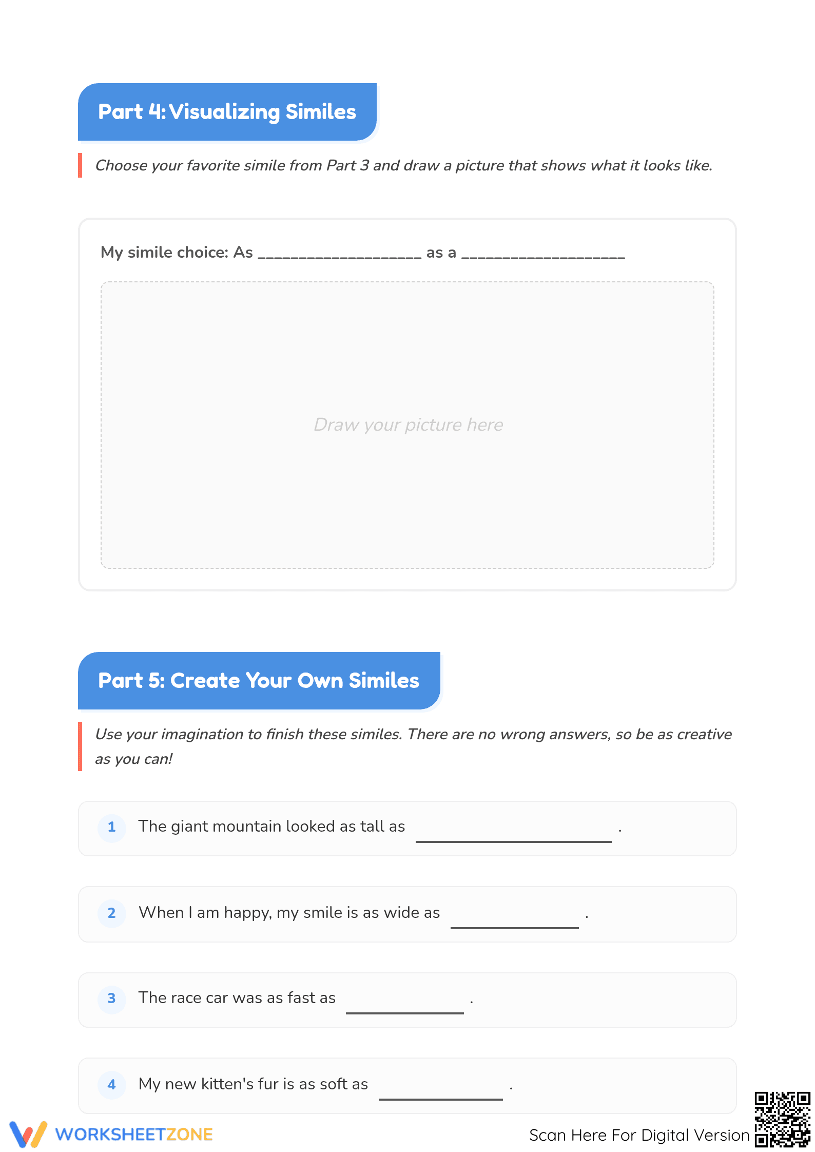 Printable Similes Worksheet | Grade 3 ELA Complete Guide - Page 4