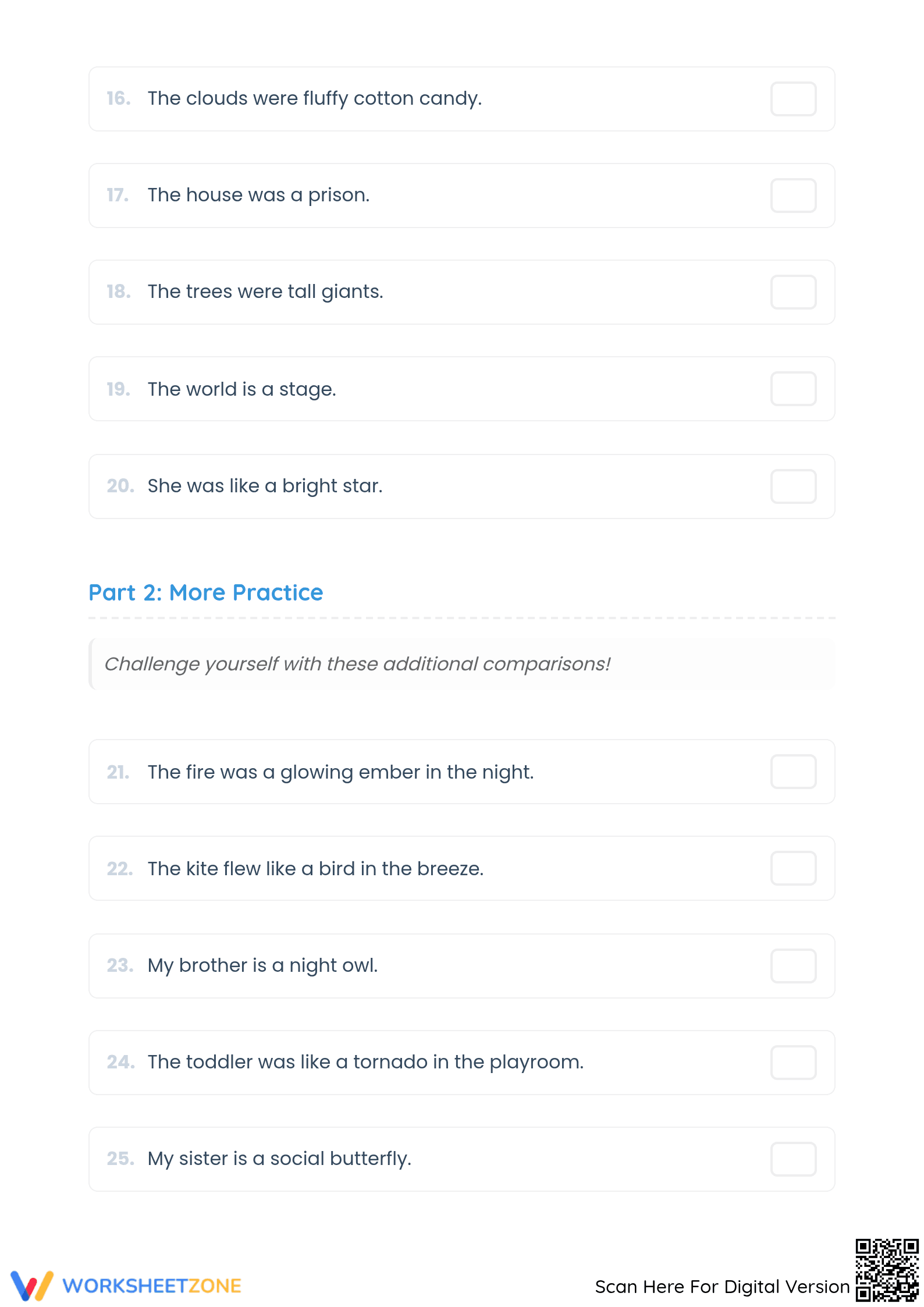 Printable Similes and Metaphors Worksheet | Grade 4 ELA - Page 3