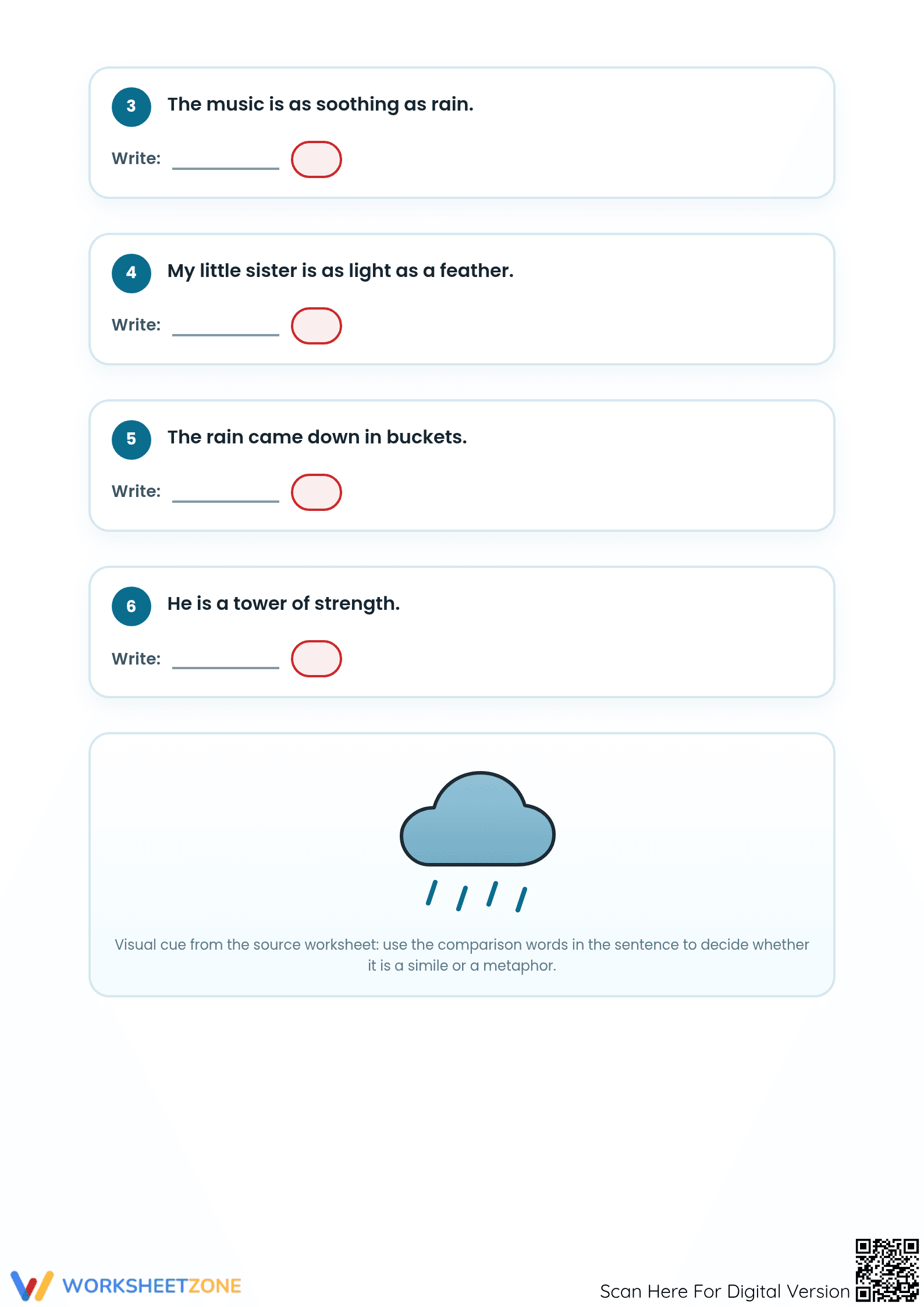 Printable Similes and Metaphors Worksheet | Grade 4 ELA - Page 2