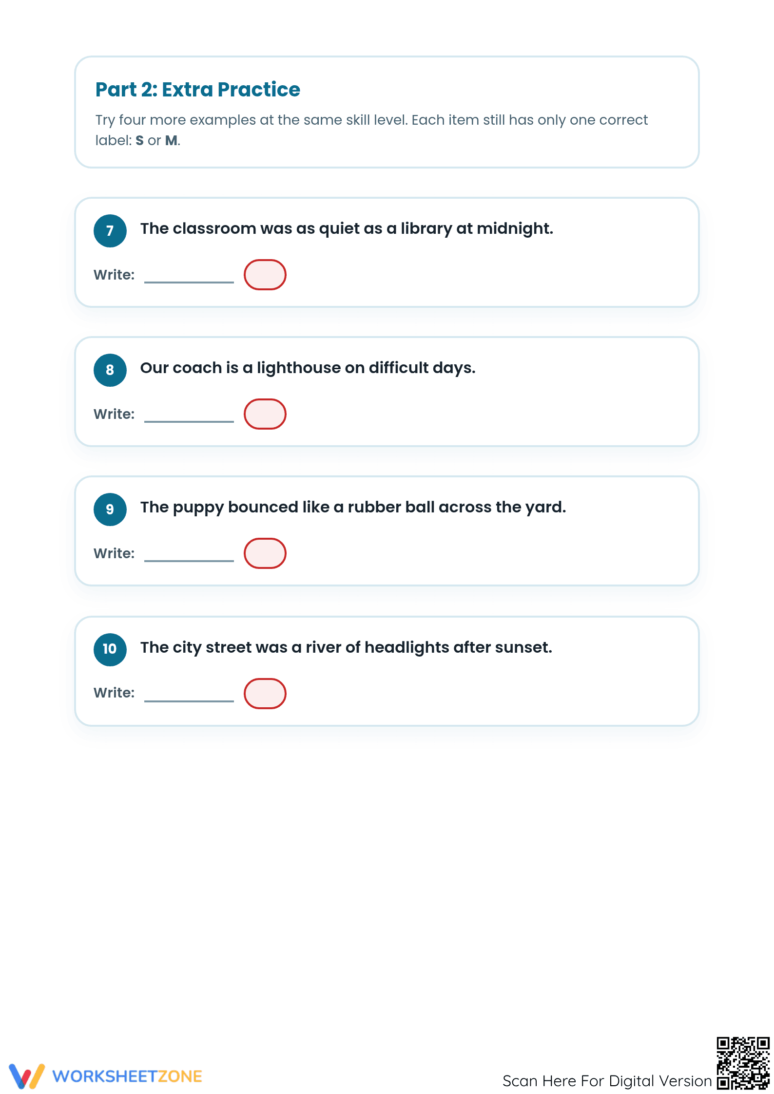 Printable Similes and Metaphors Worksheet | Grade 4 ELA - Page 3