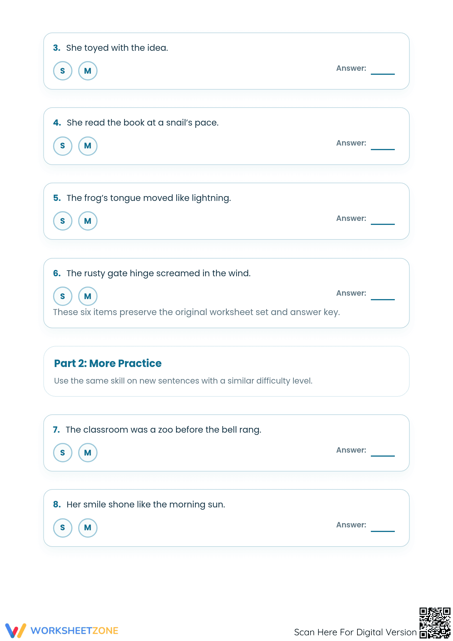 Printable Similes or Metaphors Worksheet | Grade 4 ELA - Page 2