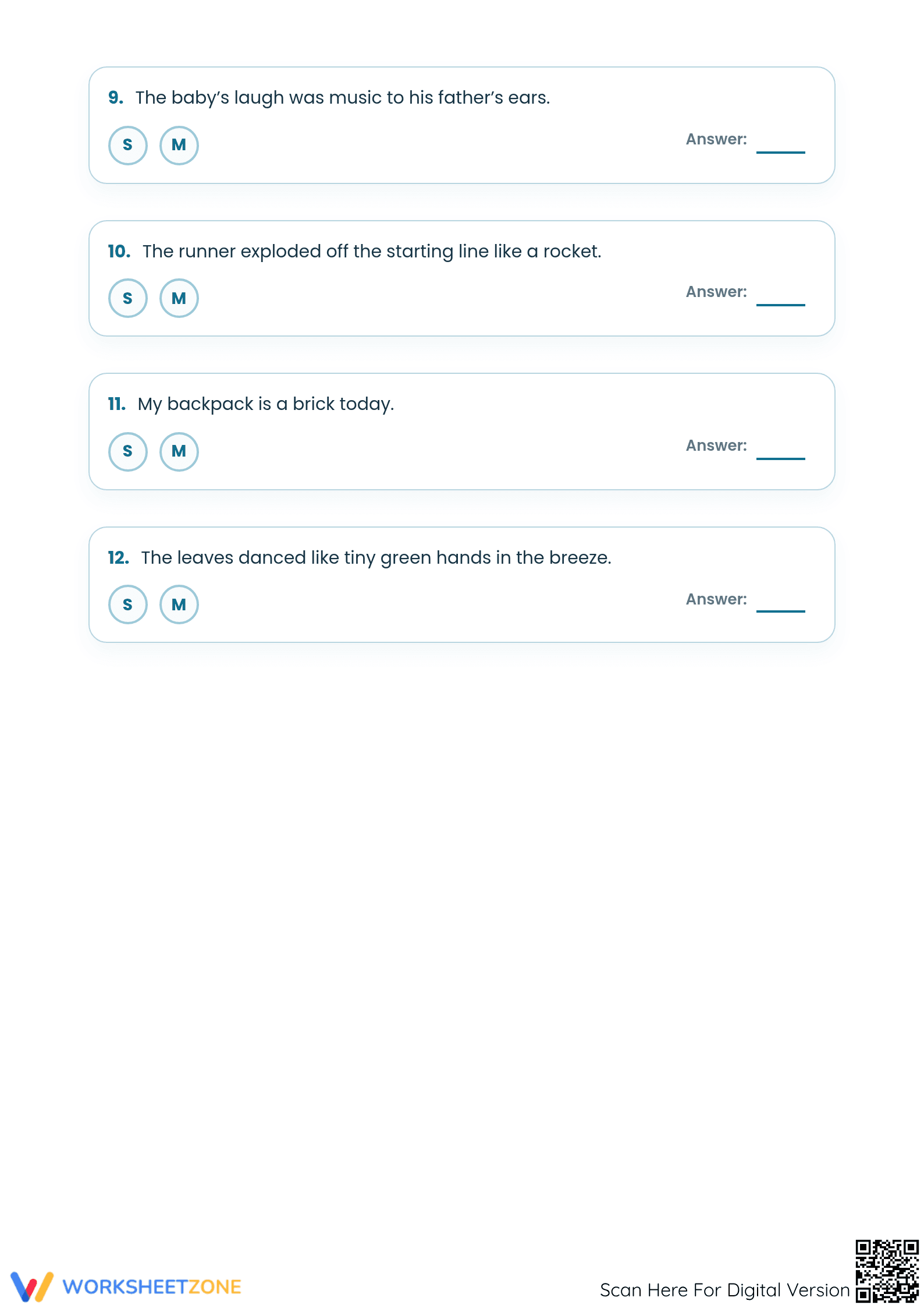 Printable Similes or Metaphors Worksheet | Grade 4 ELA - Page 3