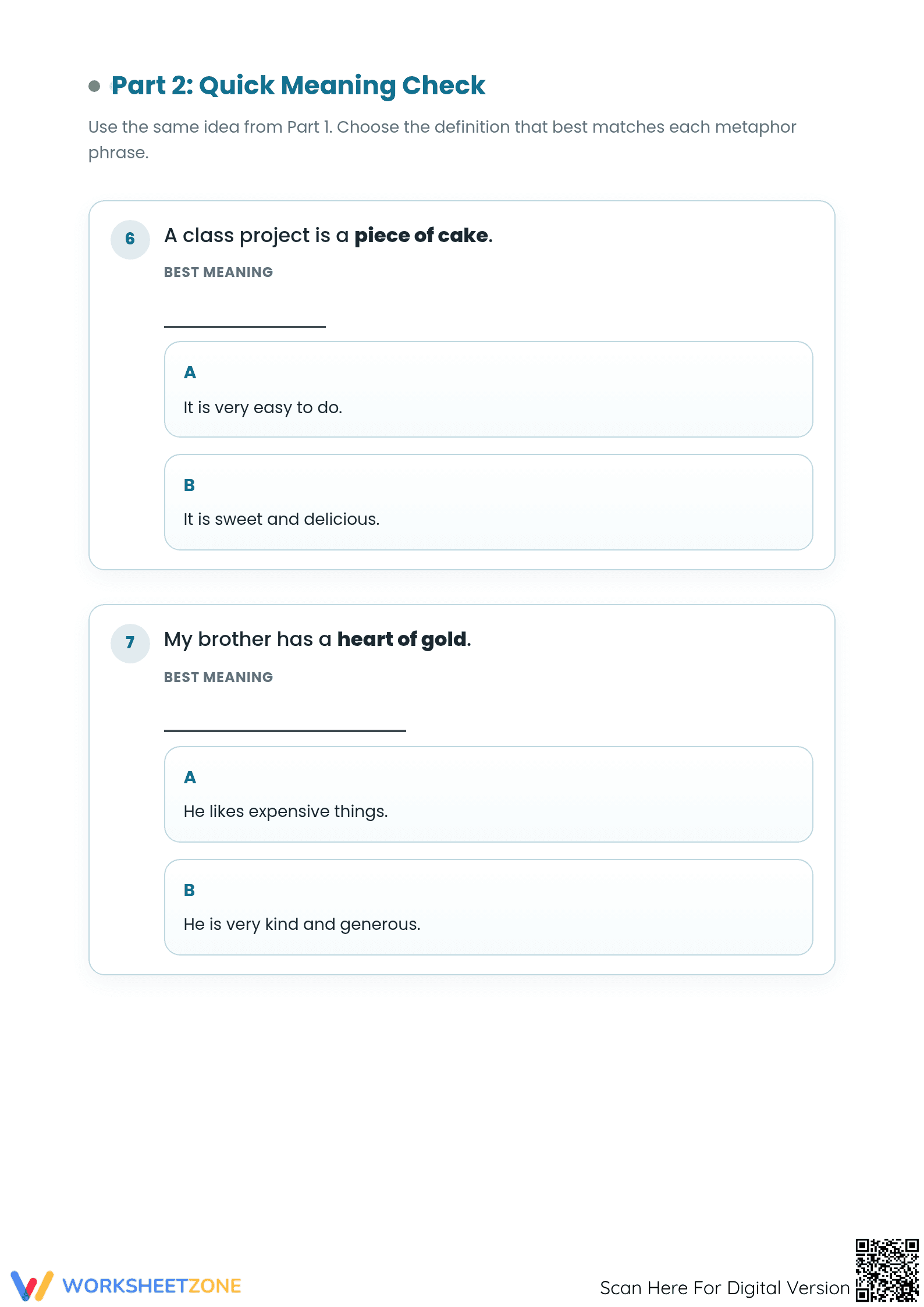 Printable Metaphors Worksheet | Grade 4 ELA Practice - Page 3