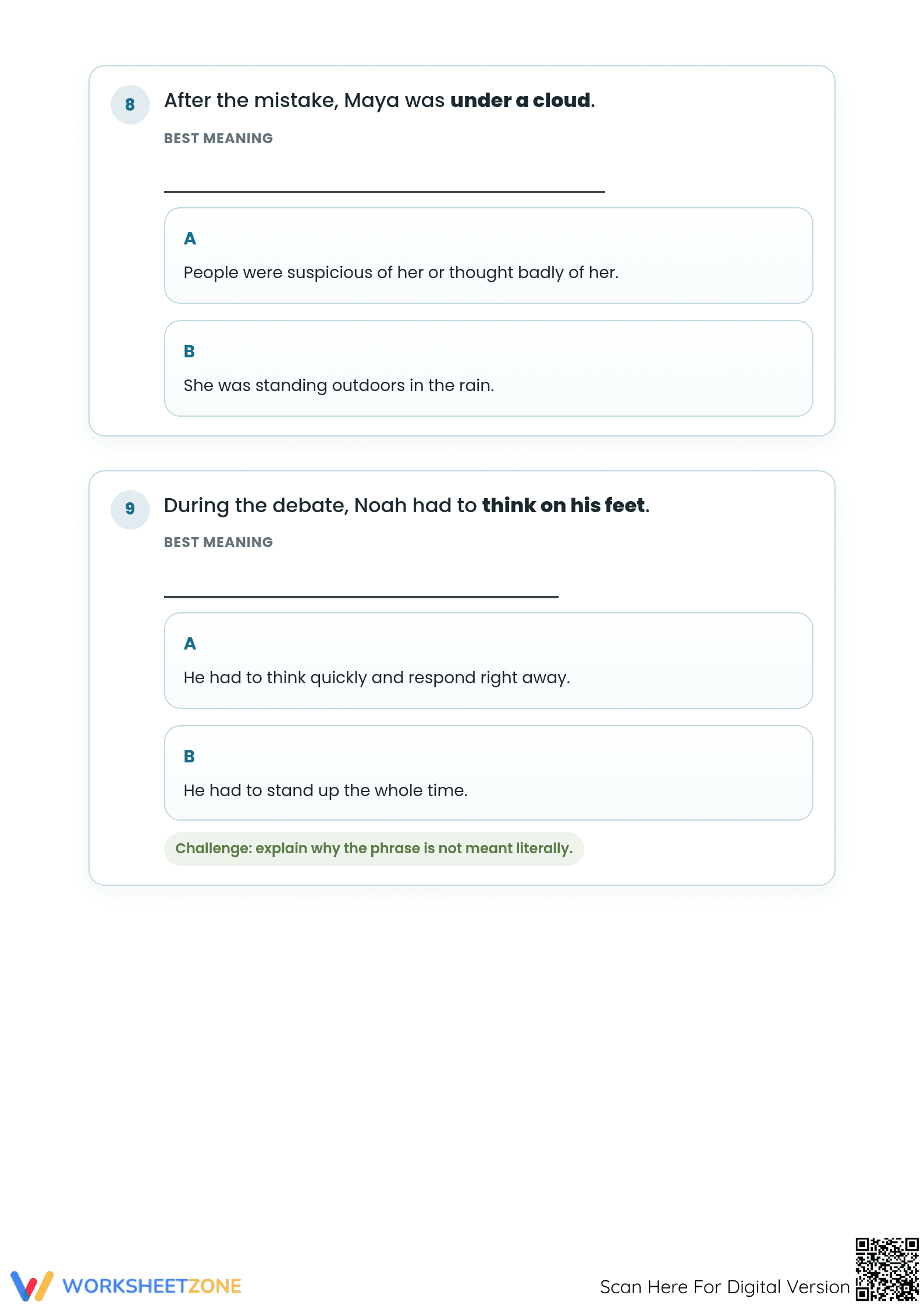 Printable Metaphors Worksheet | Grade 4 ELA Practice - Page 4