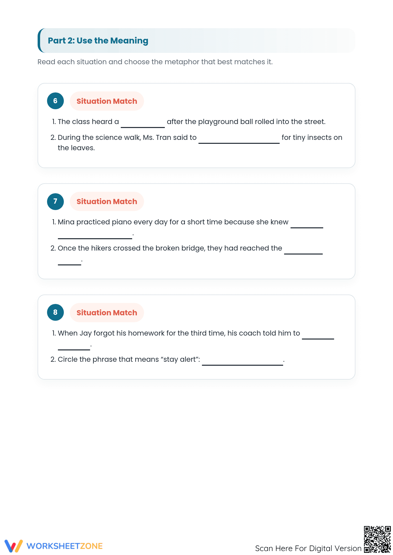 Printable Metaphors Worksheet | Grade 4 ELA Ready Practice - Page 3