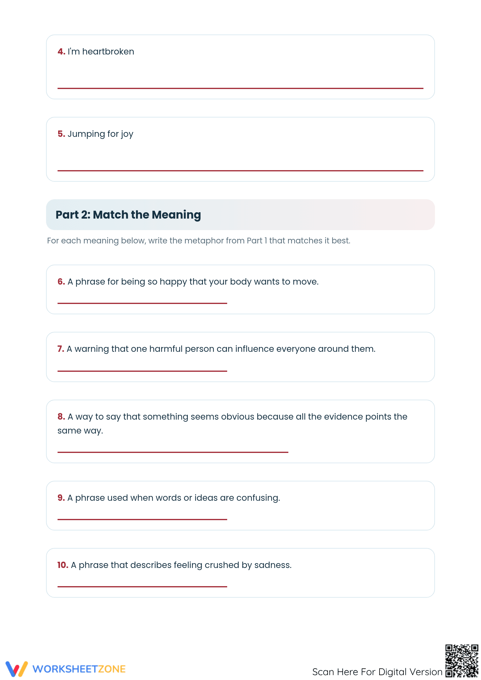 Essential Metaphors Worksheet | Grade 4 ELA Printable - Page 2