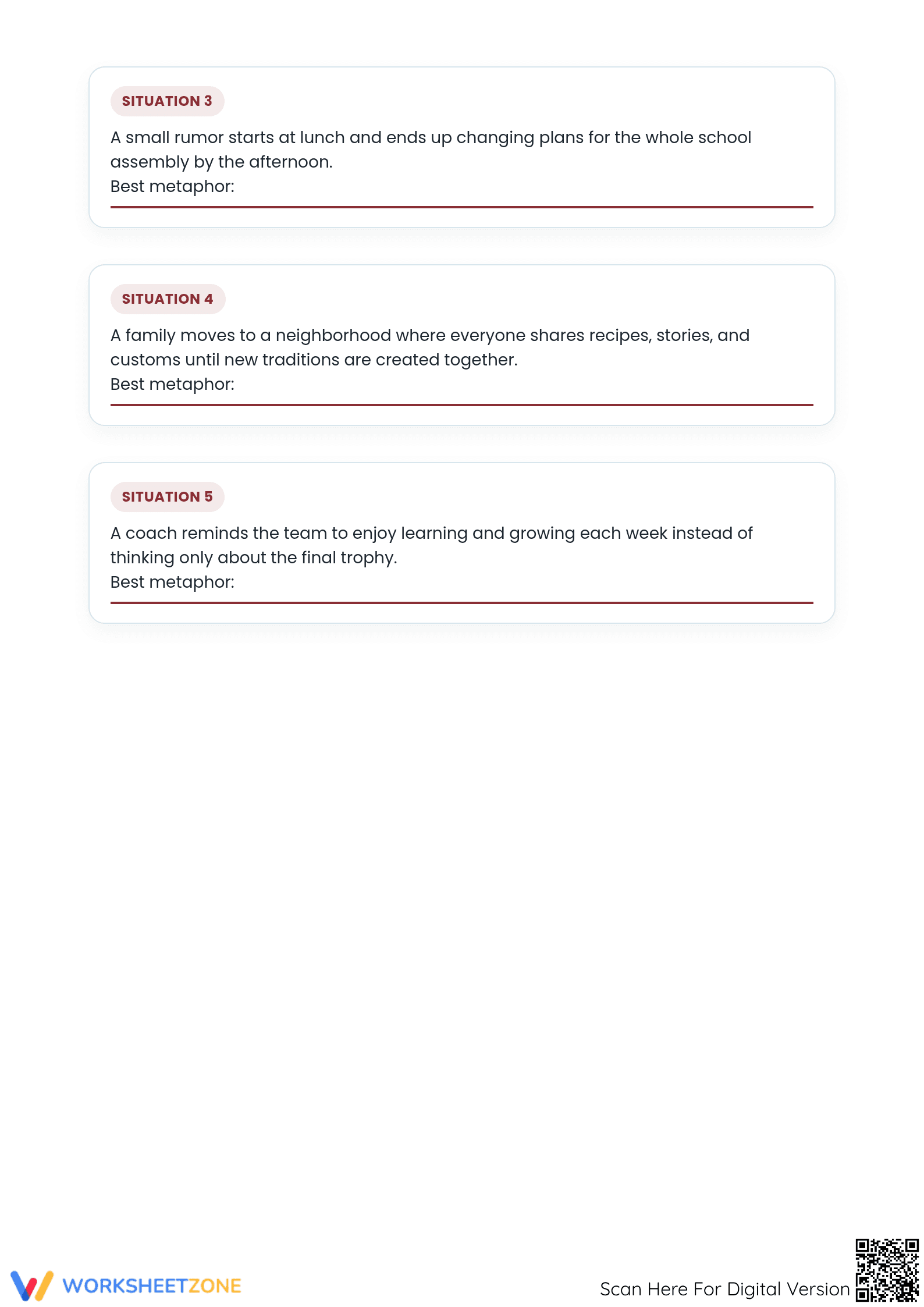 Essential Metaphors Worksheet | Grade 4 ELA Practice - Page 3