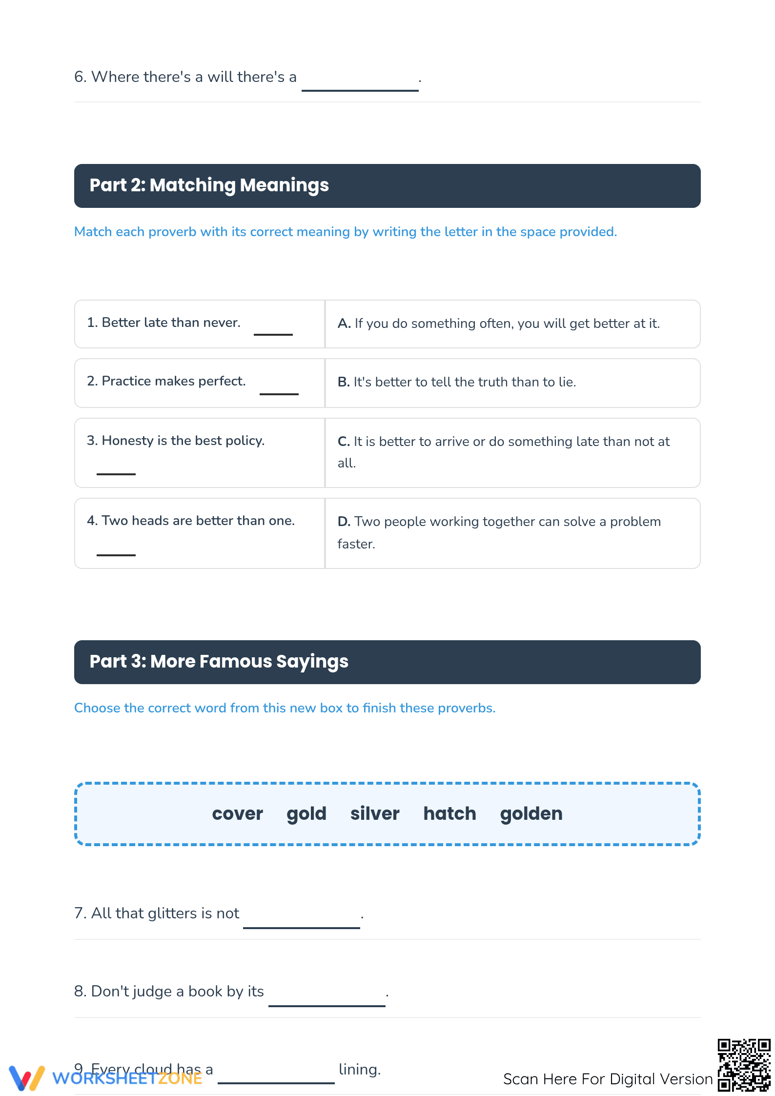 Printable Proverbs Worksheet | Grade 4 ELA Essential - Page 2