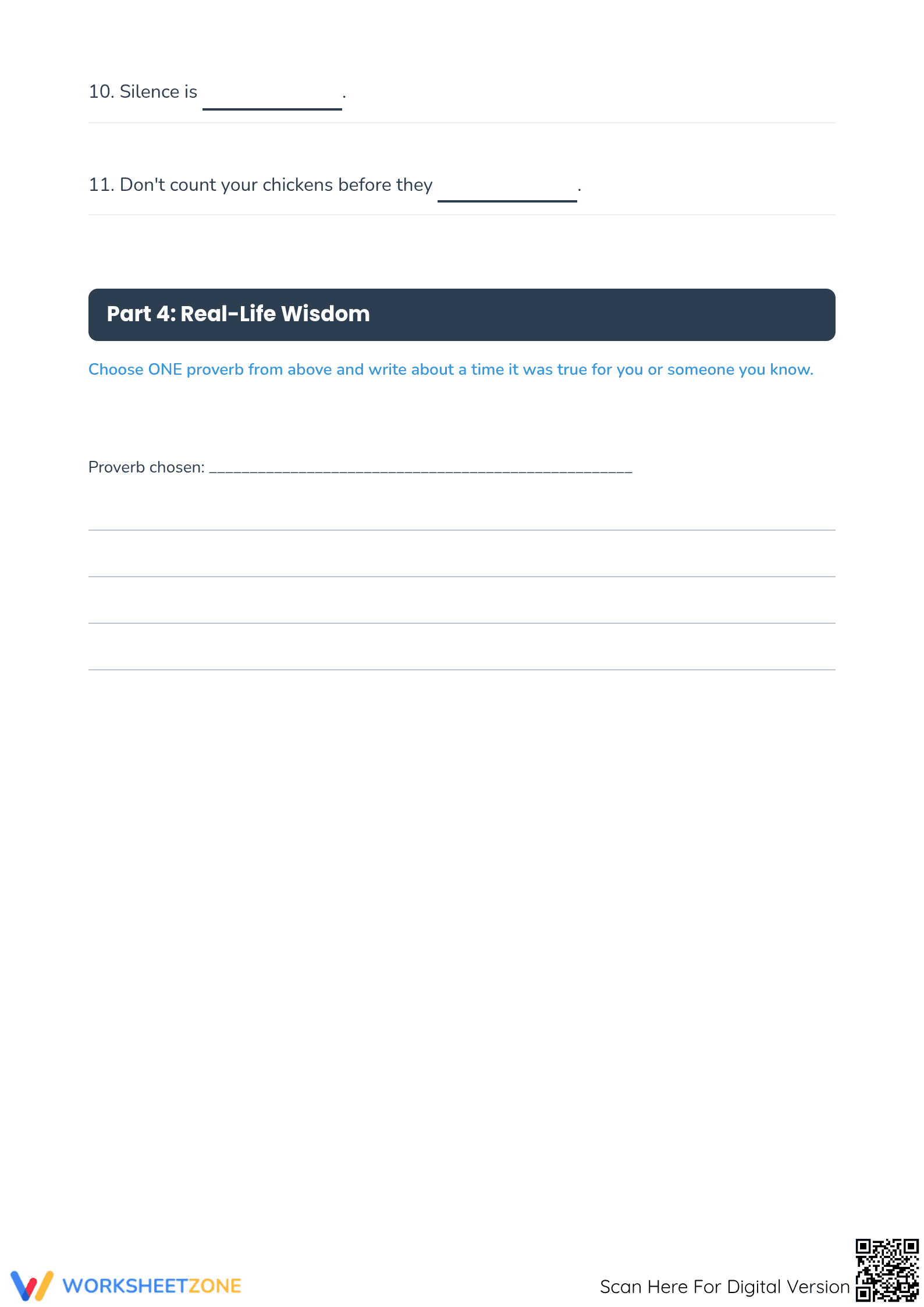 Printable Proverbs Worksheet | Grade 4 ELA Essential - Page 3