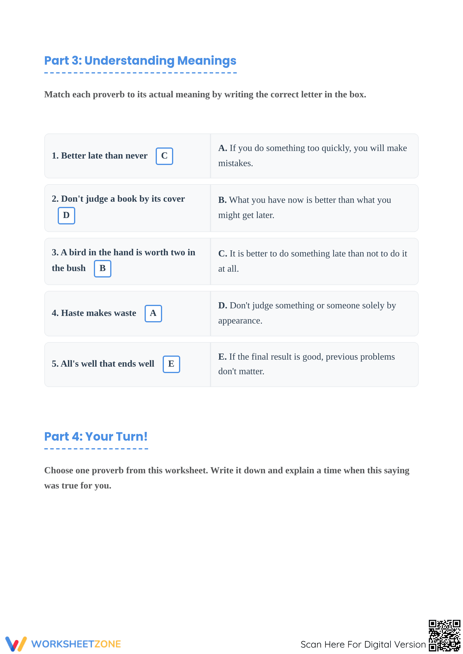 Essential Proverbs Worksheet | Grade 4 ELA Printable - Page 4