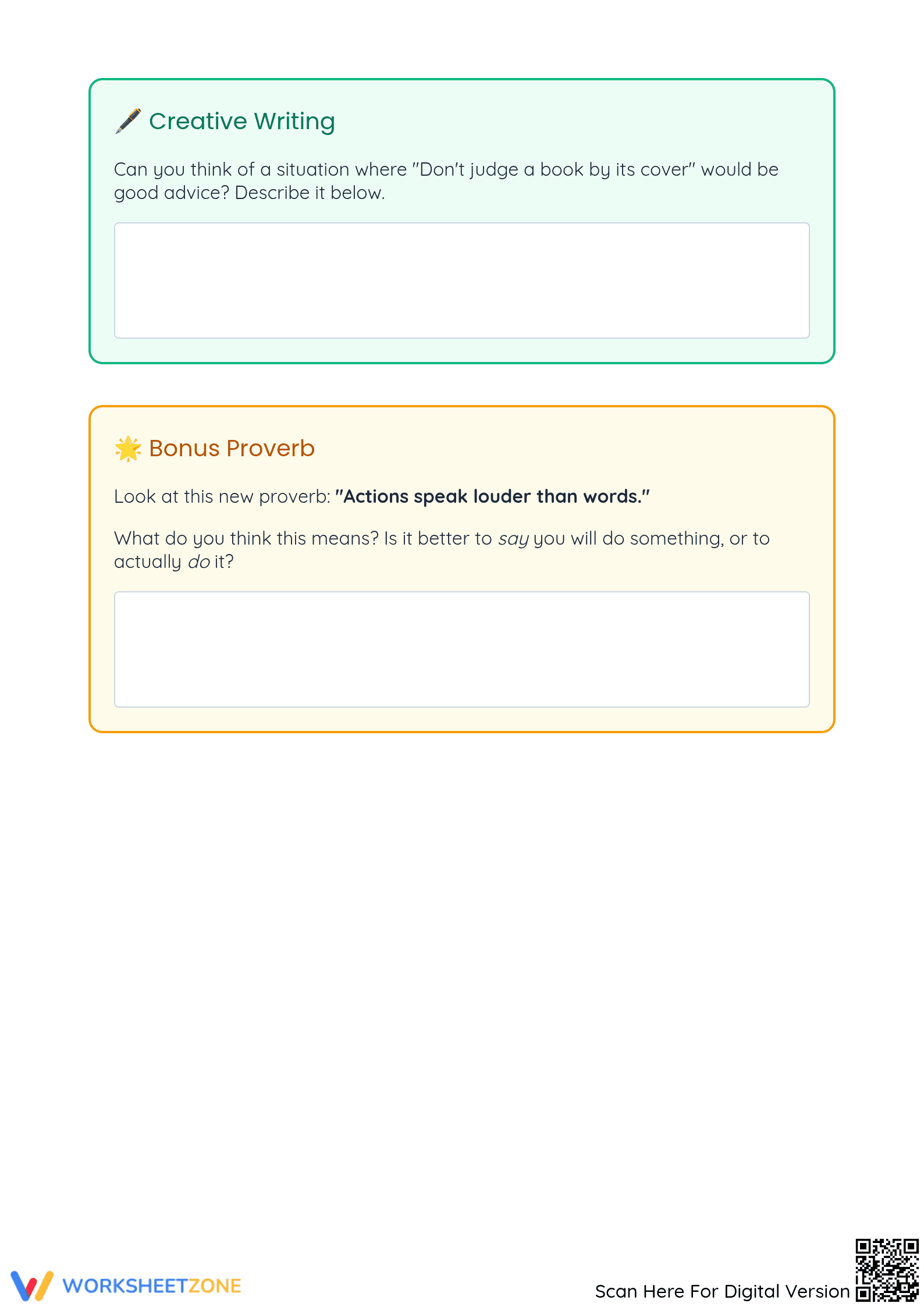Printable Proverbs Worksheet | Grade 4 ELA Guide - Page 3