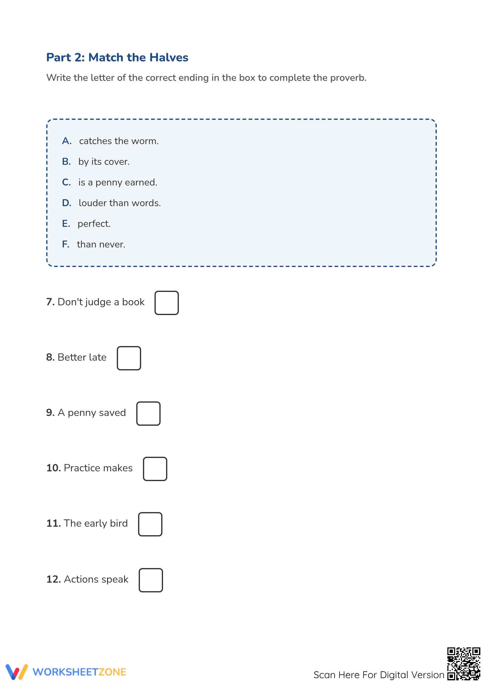 Grade 4 Proverbs — Printable No-Prep Worksheet - Page 2