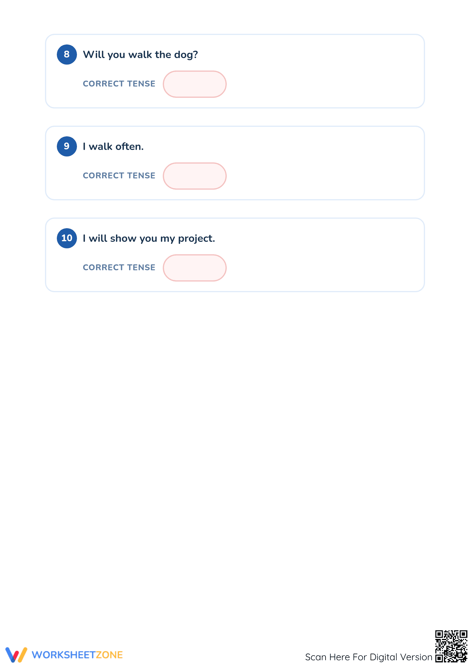 Printable Grade 1 Verb Tense Worksheet: Past, Present, Future - Page 5