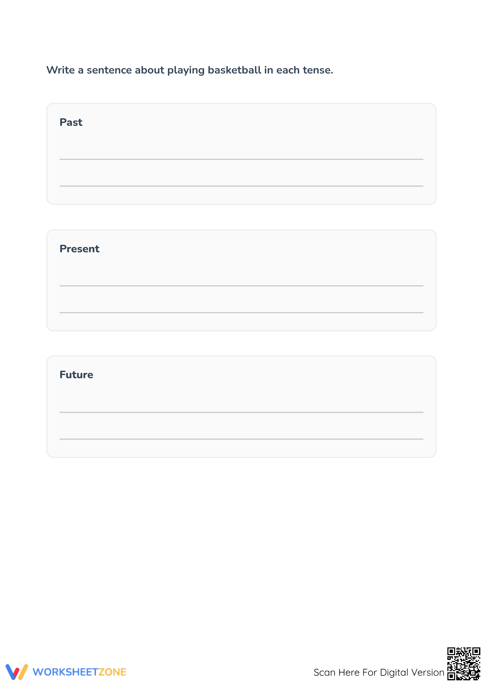 Past, Present, Future Tense Worksheet | Printable Grade 1 - Page 2