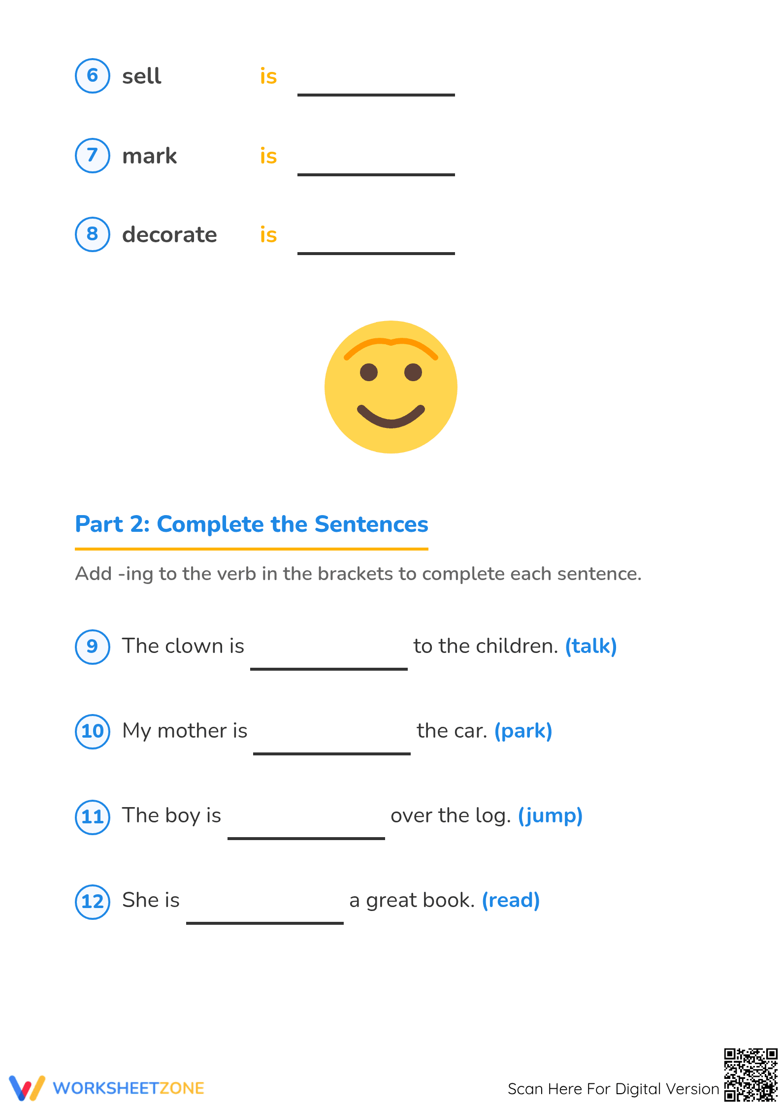 Printable Present Tense -ing Verbs Worksheet | Grade 1 - Page 2
