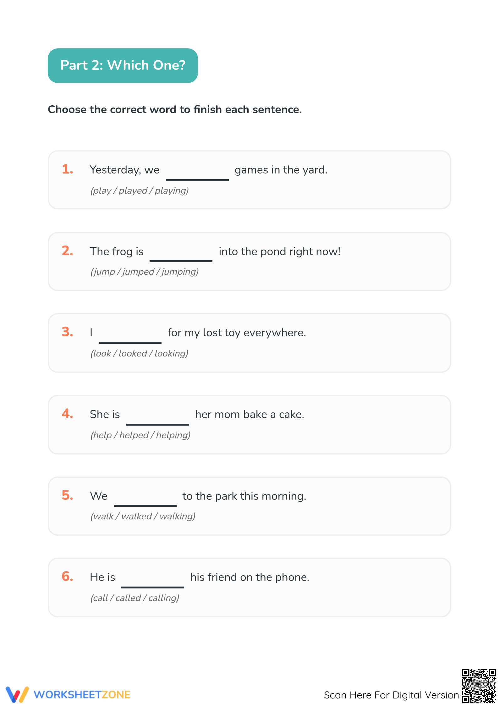 Grade 1 Verbs -ed and -ing Worksheet | Printable ELA - Page 2
