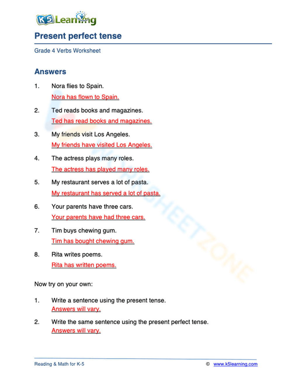 Present perfect tense 3 - Page 2