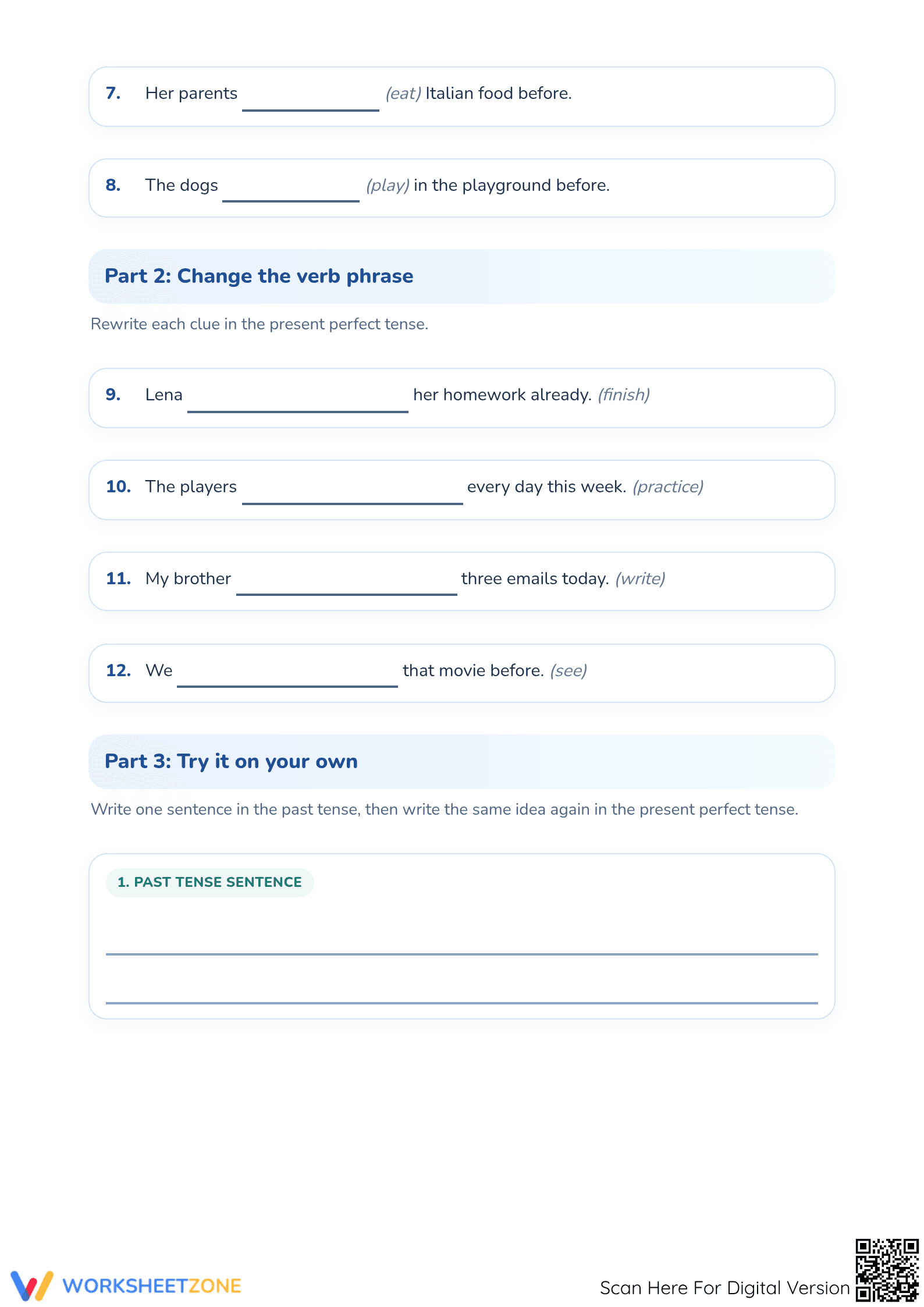 Present Perfect Tense Worksheet | Printable Grade 5 ELA - Page 2