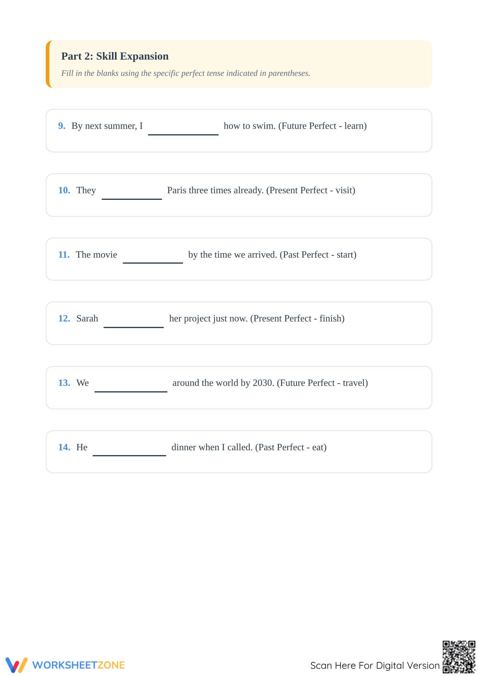 Essential Grade 5 Perfect Tenses Mastery Worksheet - Page 3