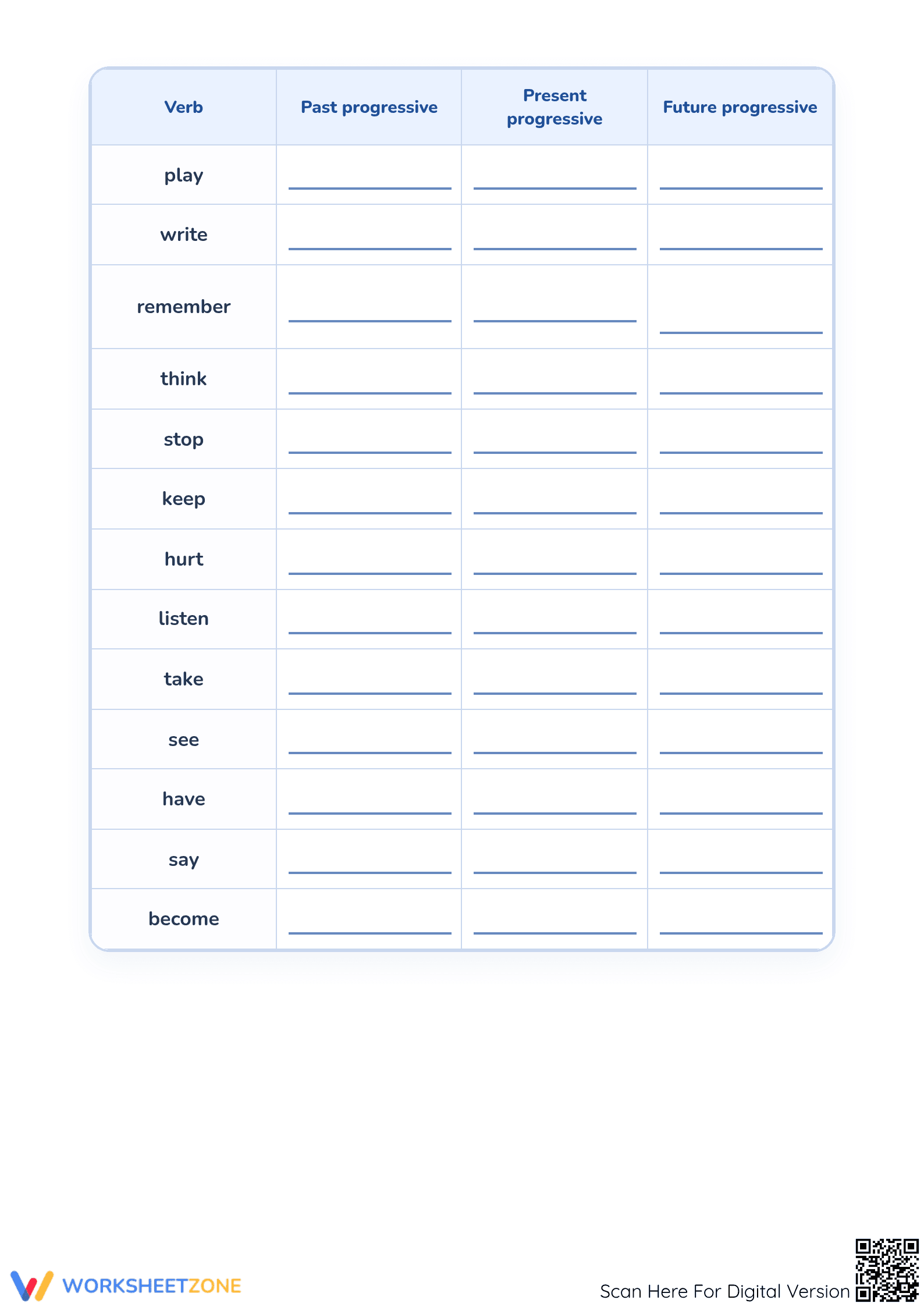 Grade 3 Progressive Verb Tenses — Printable Ready Worksheet - Page 2
