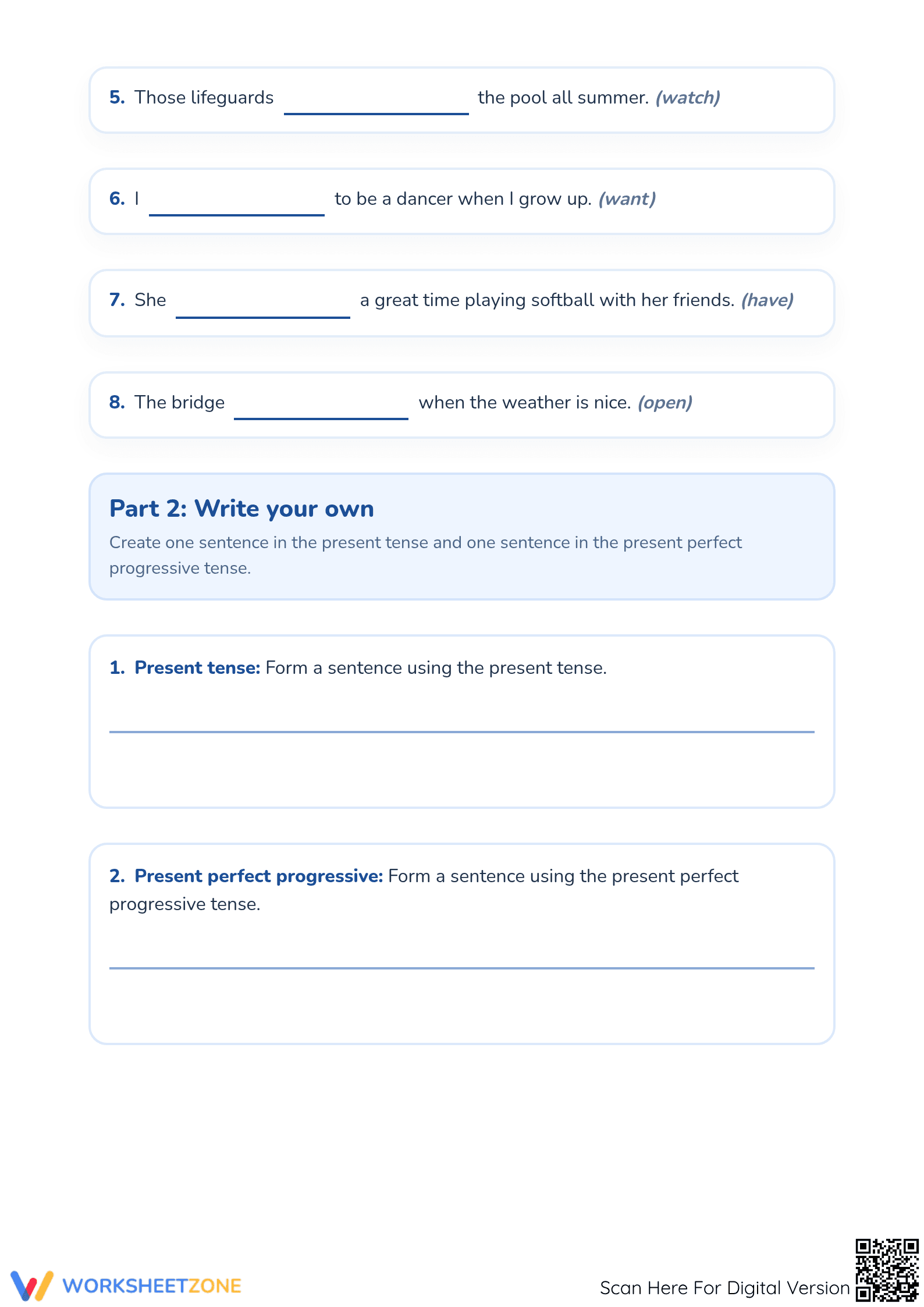 Grade 3 Present Perfect Progressive — Printable Worksheet - Page 2
