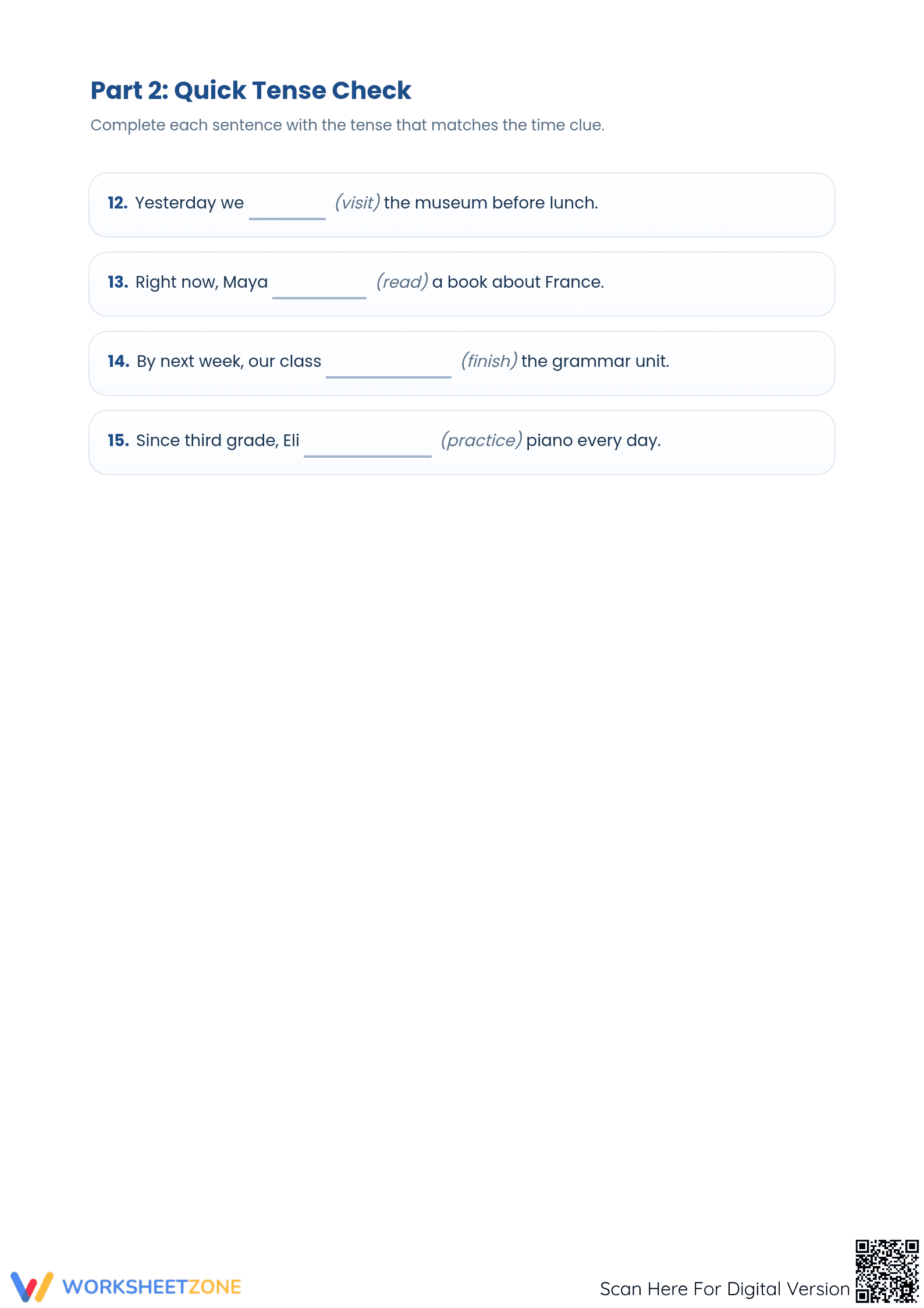 Verb Tense Shifts Worksheet | Grade 5 Printable - Page 3