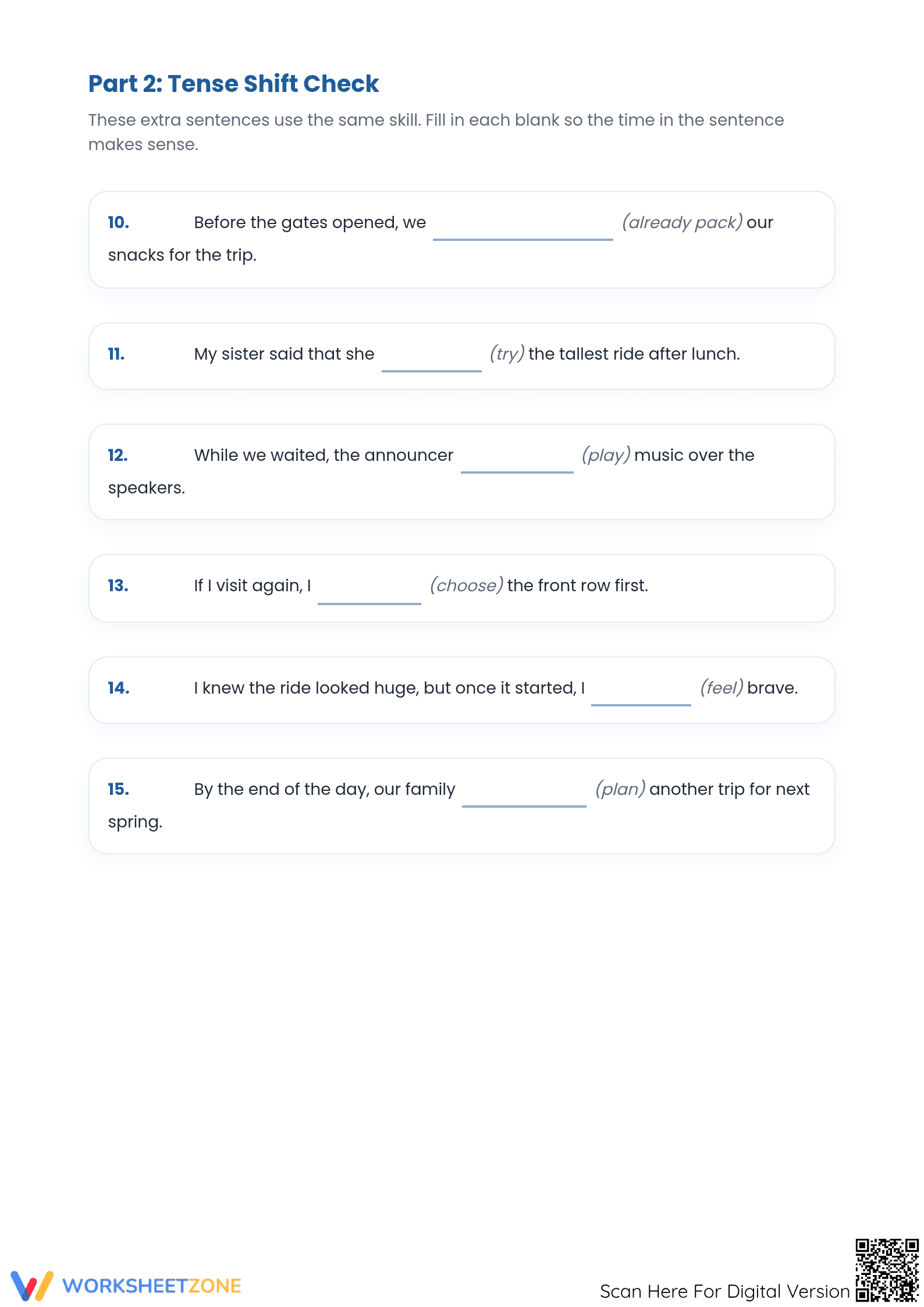 Grade 5 Verb Tense Shifts | Essential Printable Worksheet - Page 3
