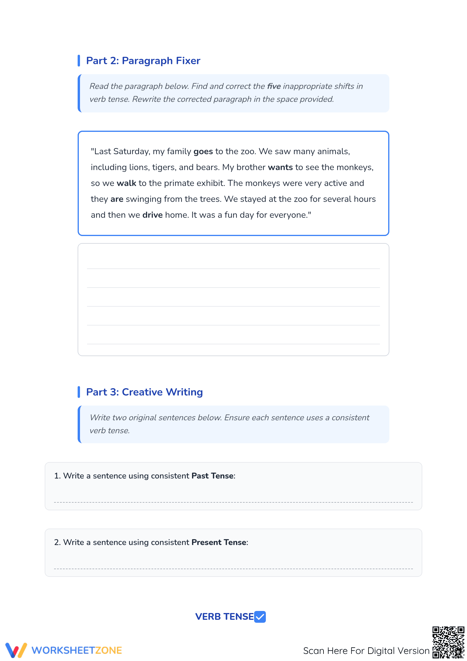 Essential Verb Tense Shifts Worksheet | Grade 5 ELA - Page 3