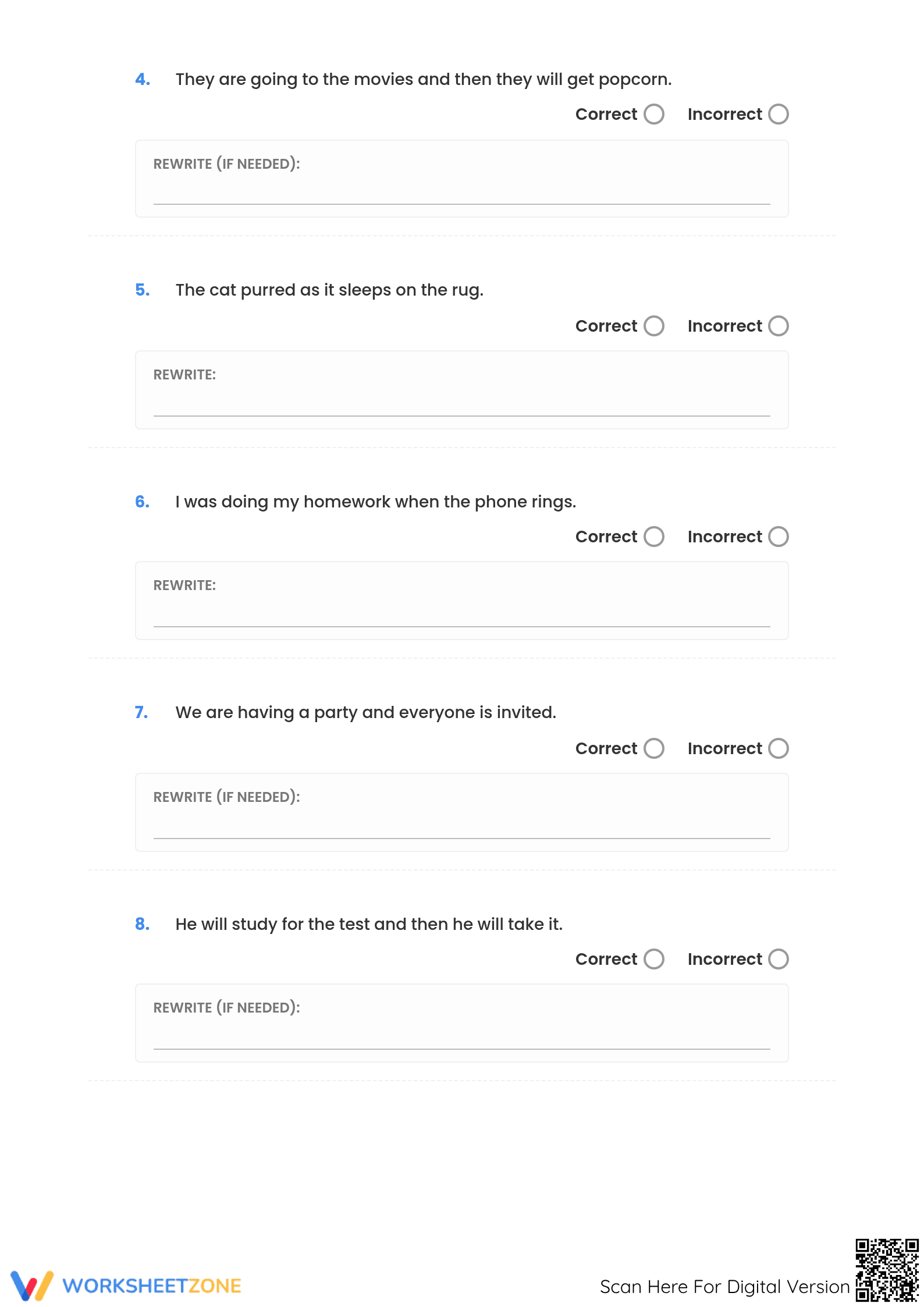Grade 5 Verb Tense Shifts — Printable No-Prep Worksheet - Page 2