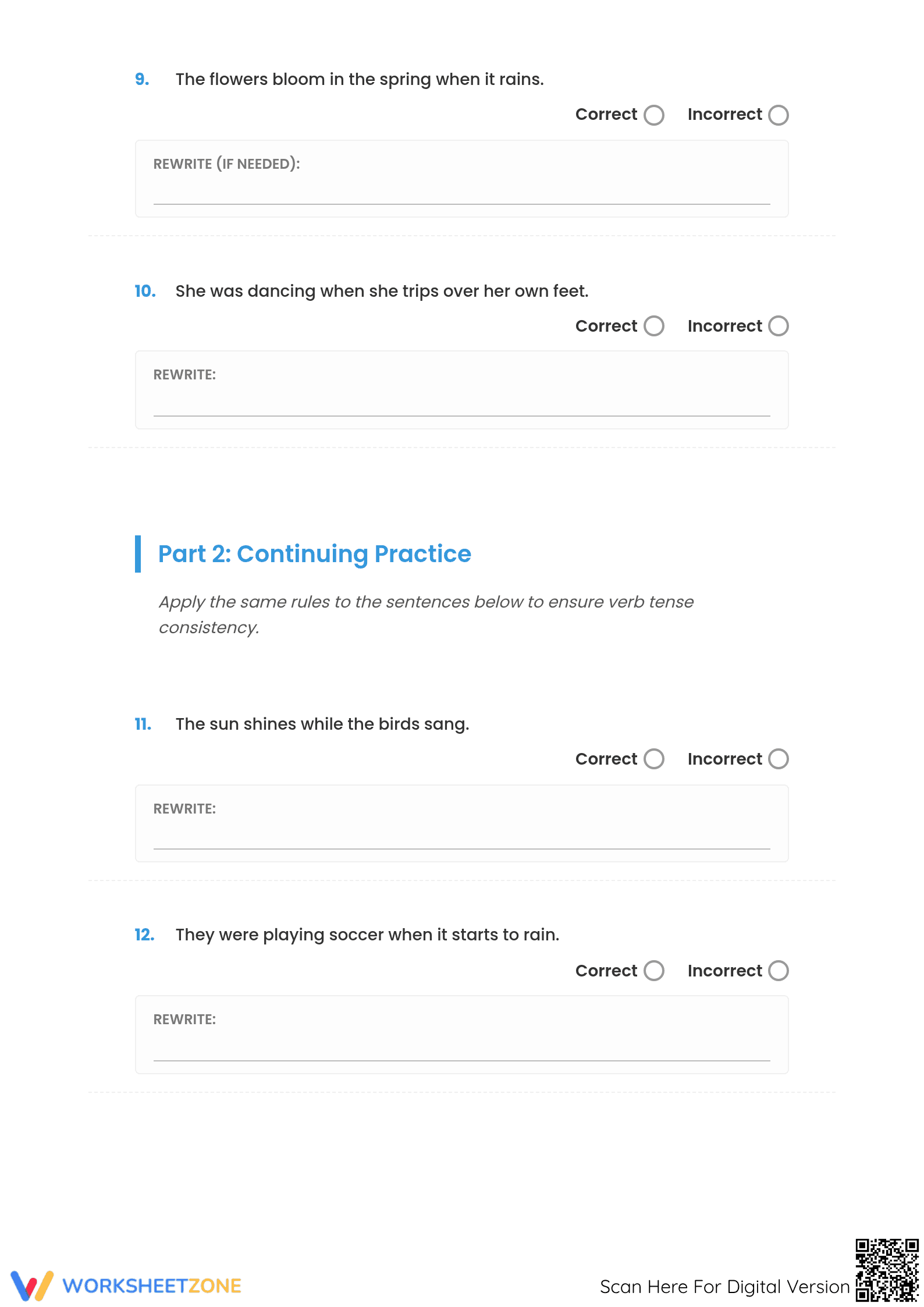 Grade 5 Verb Tense Shifts — Printable No-Prep Worksheet - Page 3