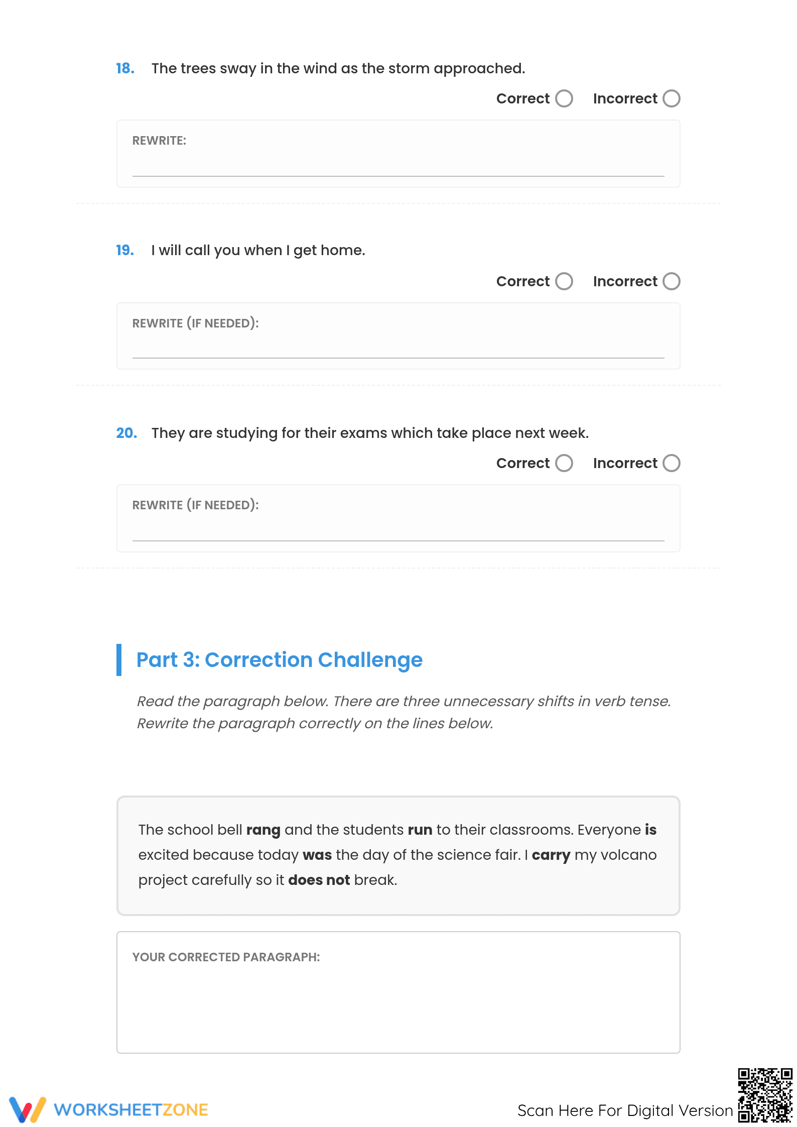 Grade 5 Verb Tense Shifts — Printable No-Prep Worksheet - Page 5