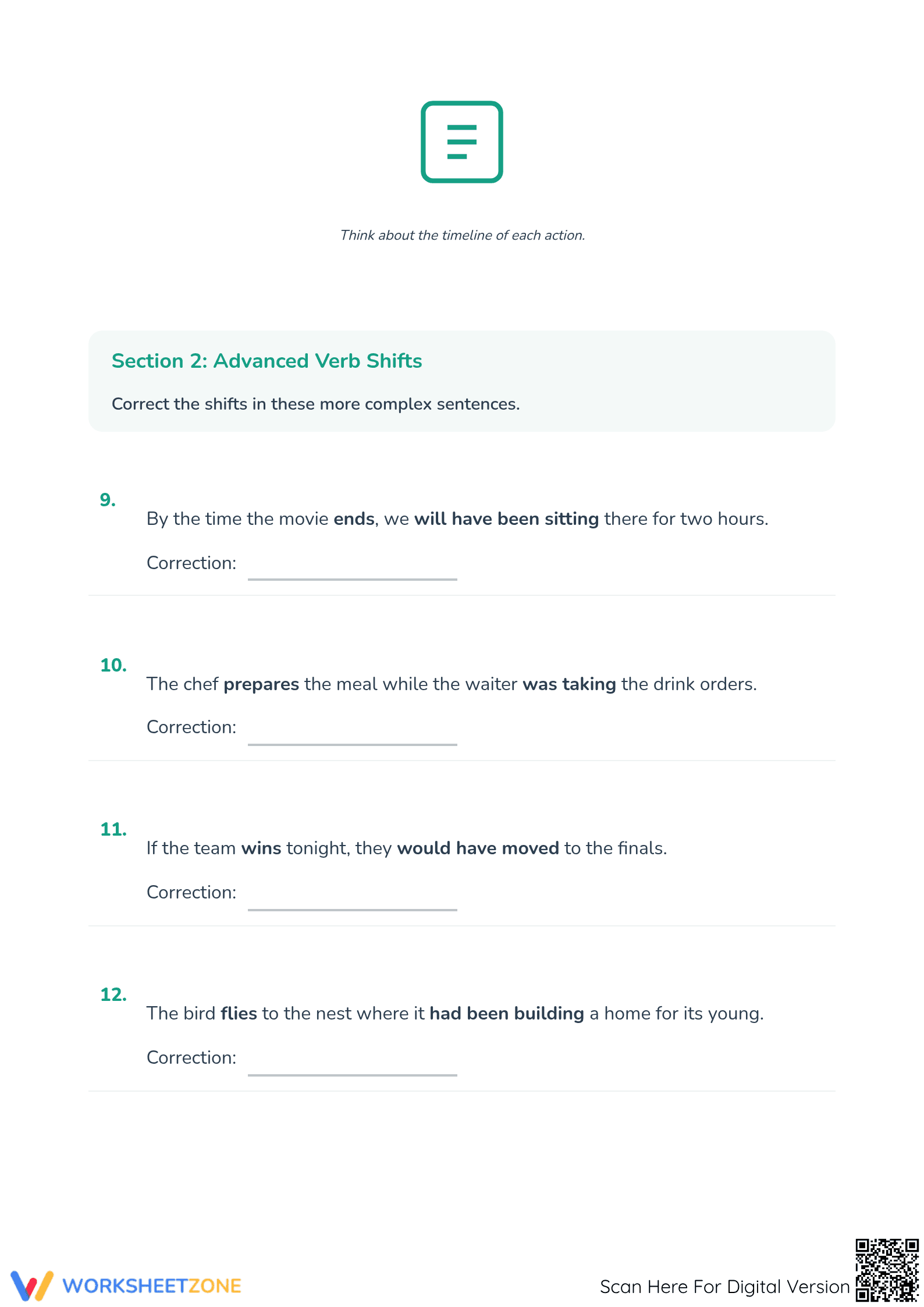 Verb Tense Shifts Worksheet | Grade 5 Essential Practice - Page 3
