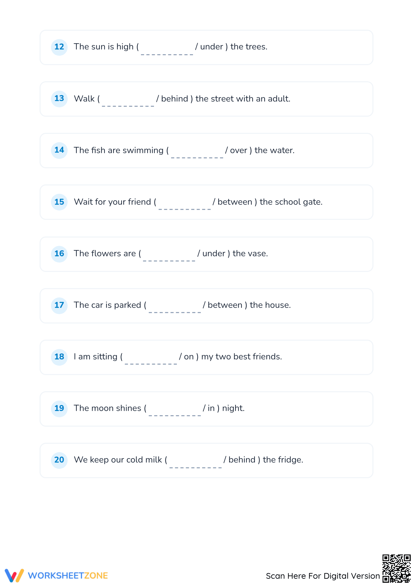 Grade 1 Prepositions — Printable No-Prep Worksheet - Page 3
