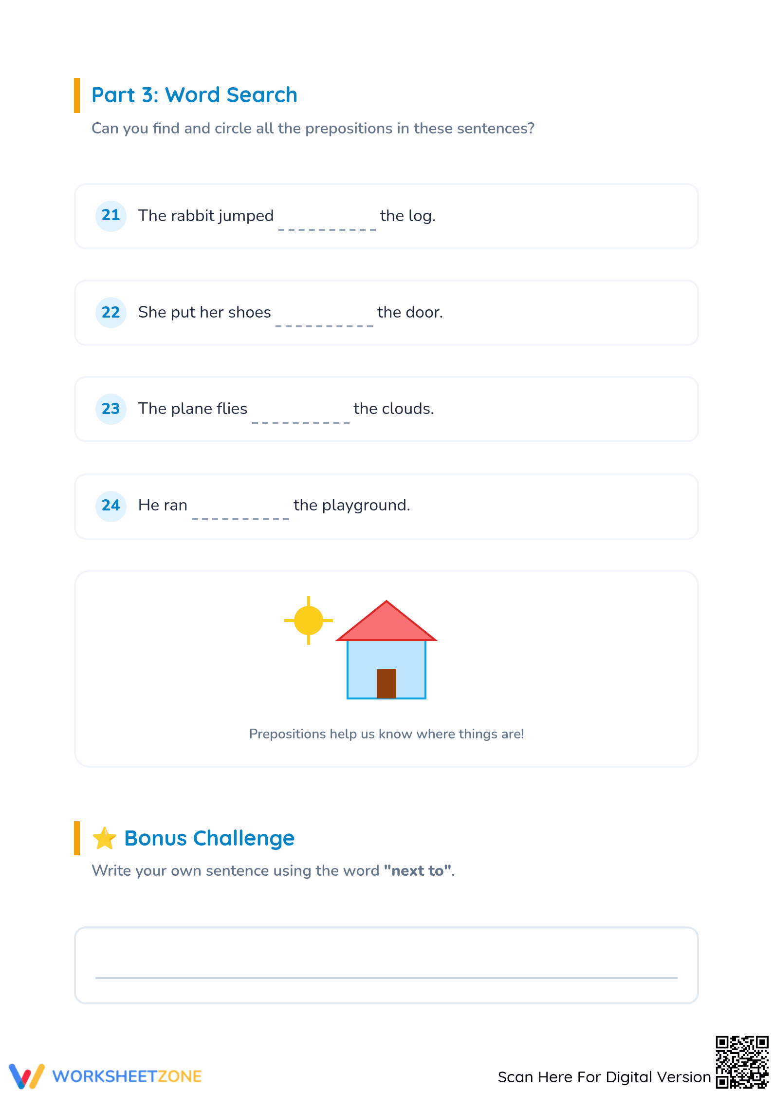 Grade 1 Prepositions — Printable No-Prep Worksheet - Page 4