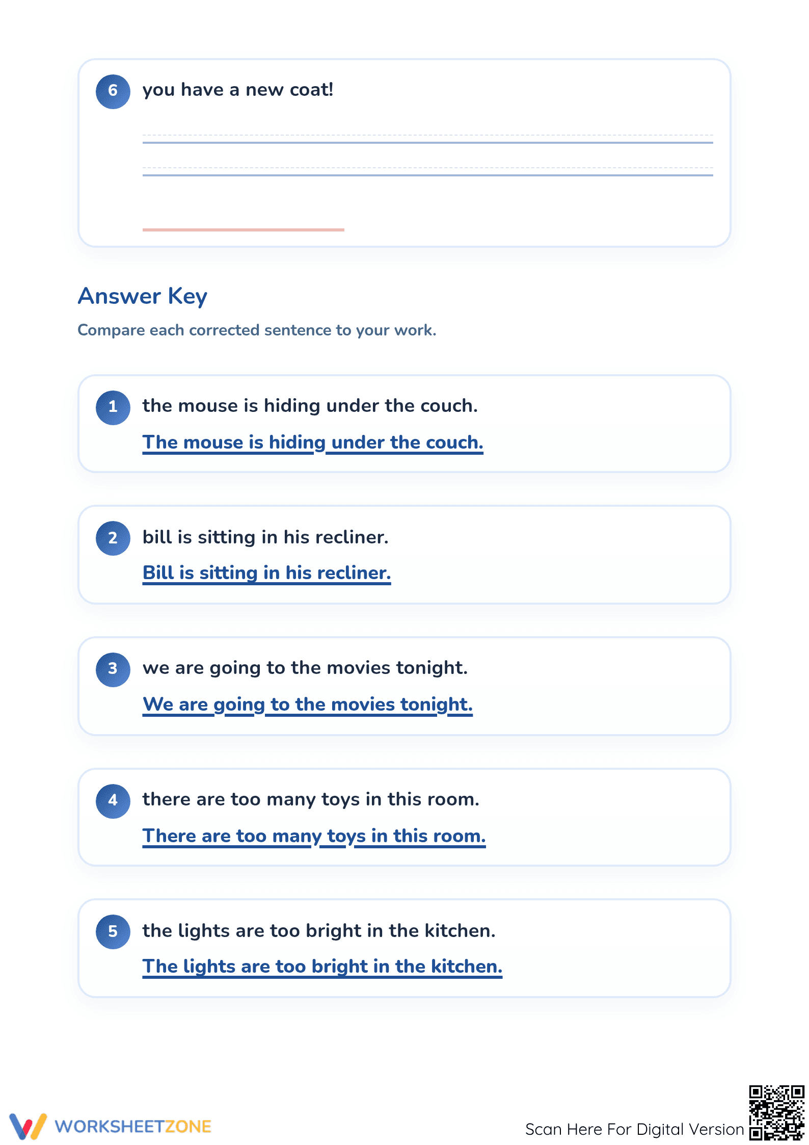 Essential Grade 1 Sentence Capitalization Worksheet - Page 3
