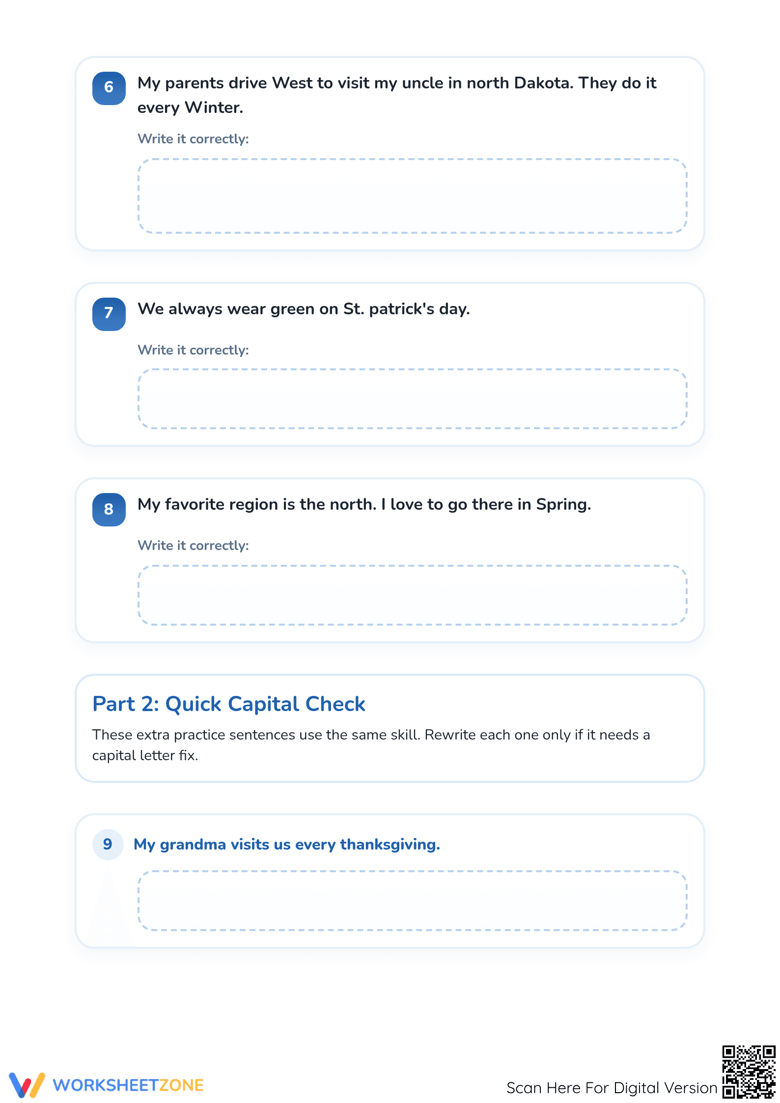Grade 1 Capitalization: Seasons & Holidays Printable - Page 3