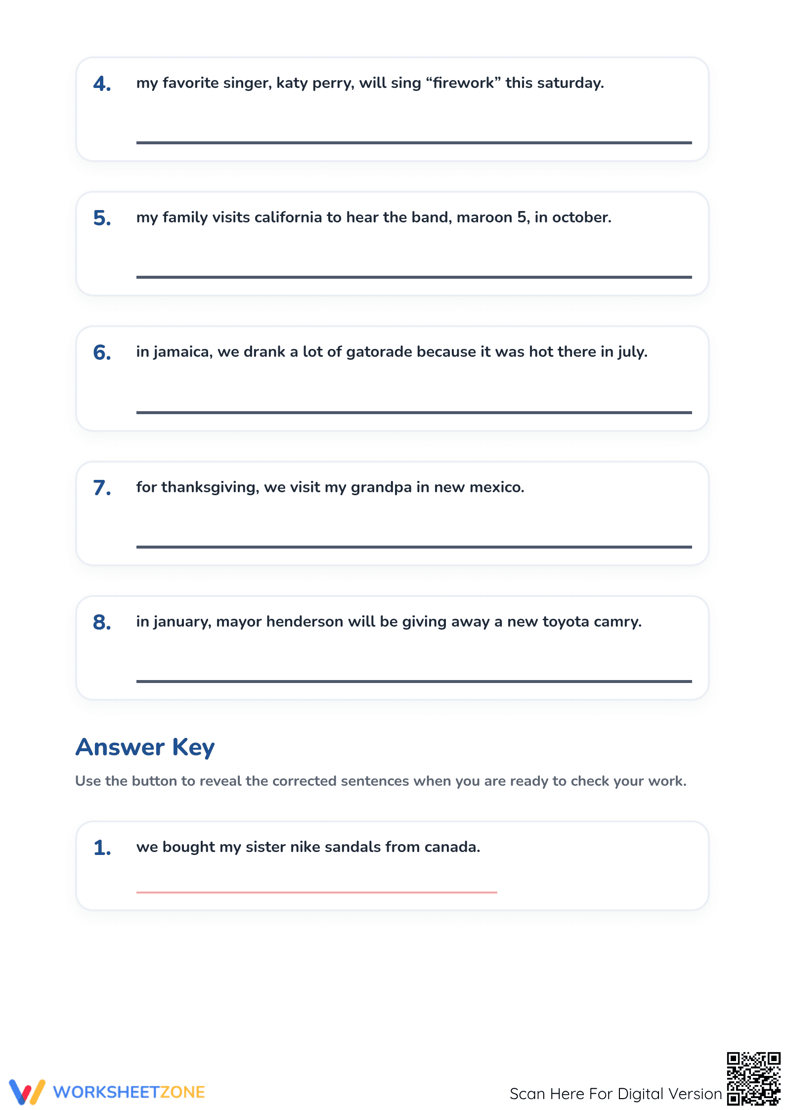 Grade 1 Capitalization Practice — Printable Worksheet - Page 2